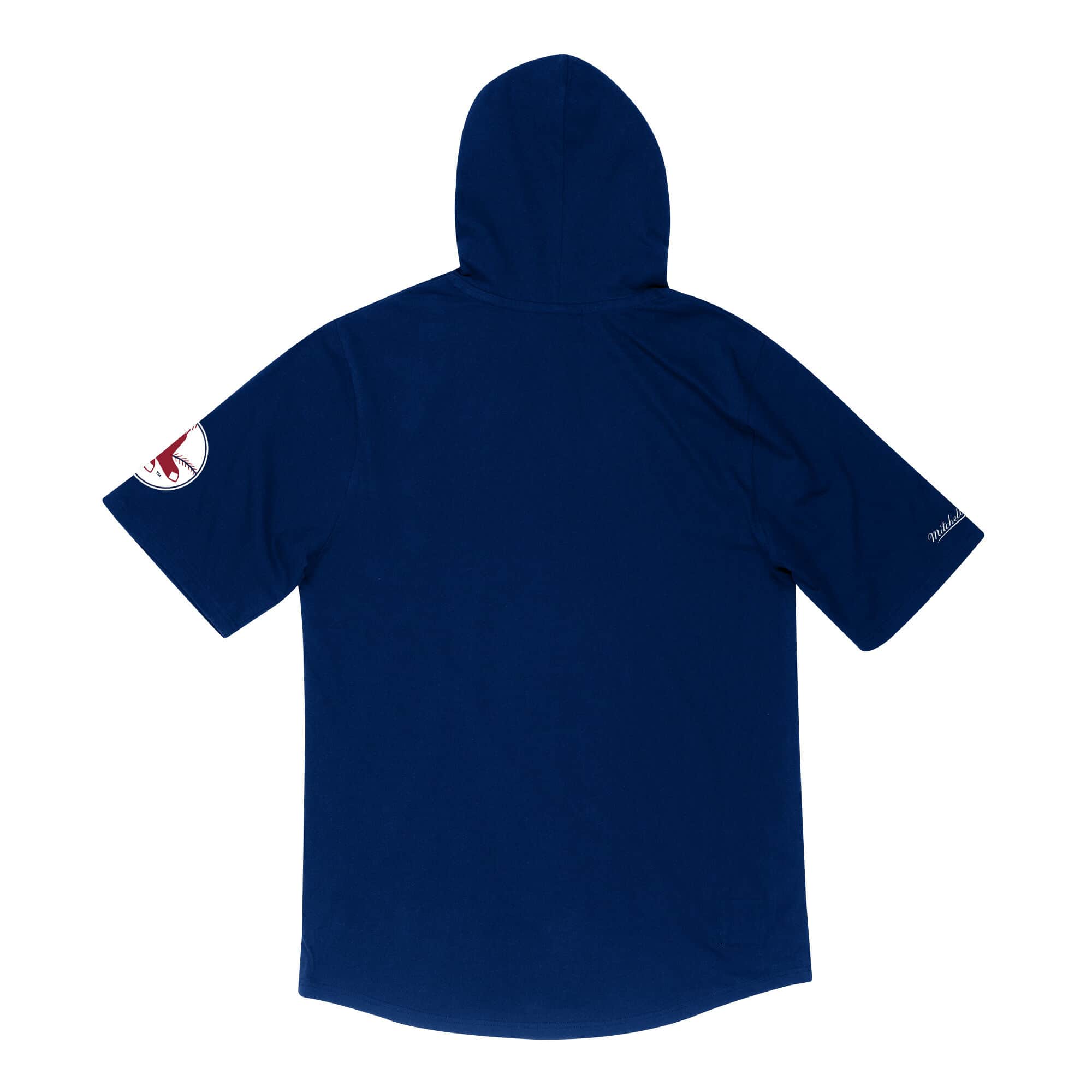 Mens Mitchell & Ness MLB Short Sleeve Hoody Boston Red Sox