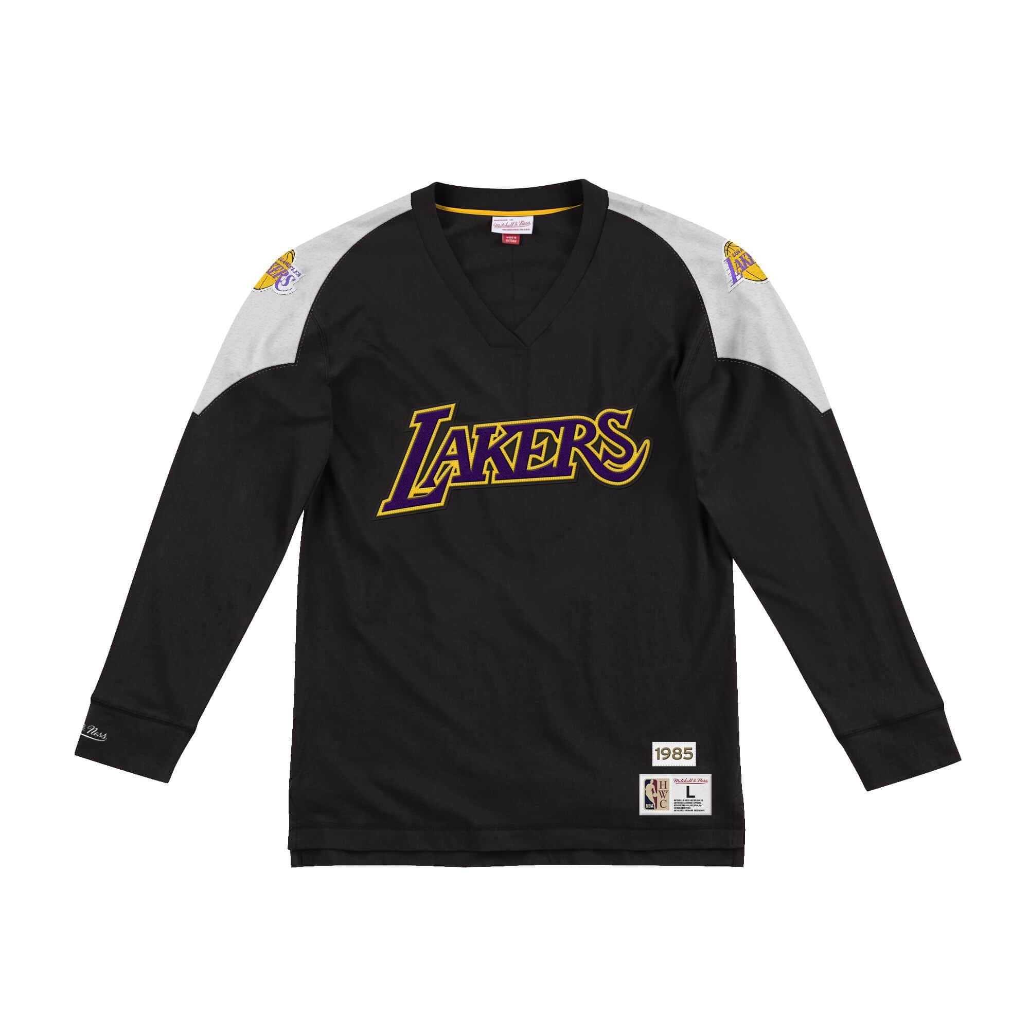 [LNSLDF18022-LALBLCK] Mens Mitchell & Ness NBA Team Inspired Long Sleeve Lakers - sneakAR