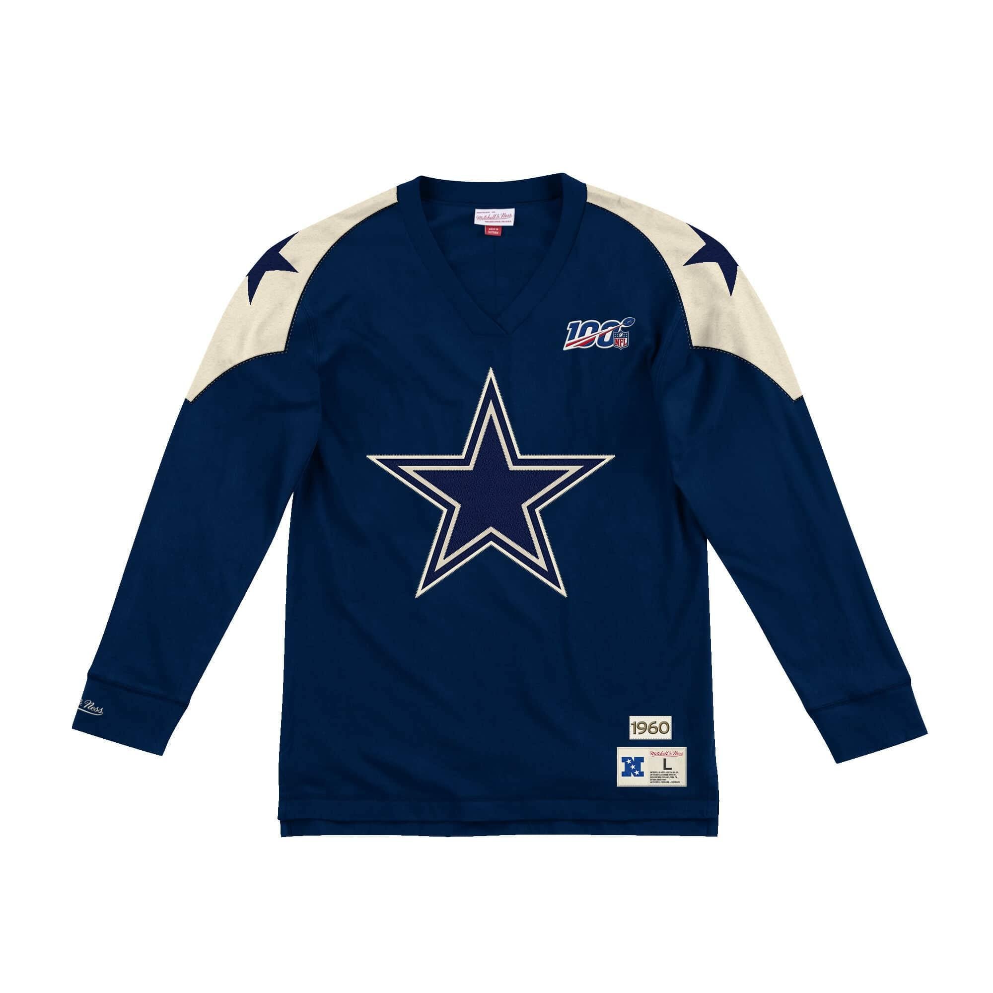 [LNSLDF18030-DCONAVY] Mens Mitchell & Ness NFL Team Inspired Longsleeve Cowboys - sneakAR