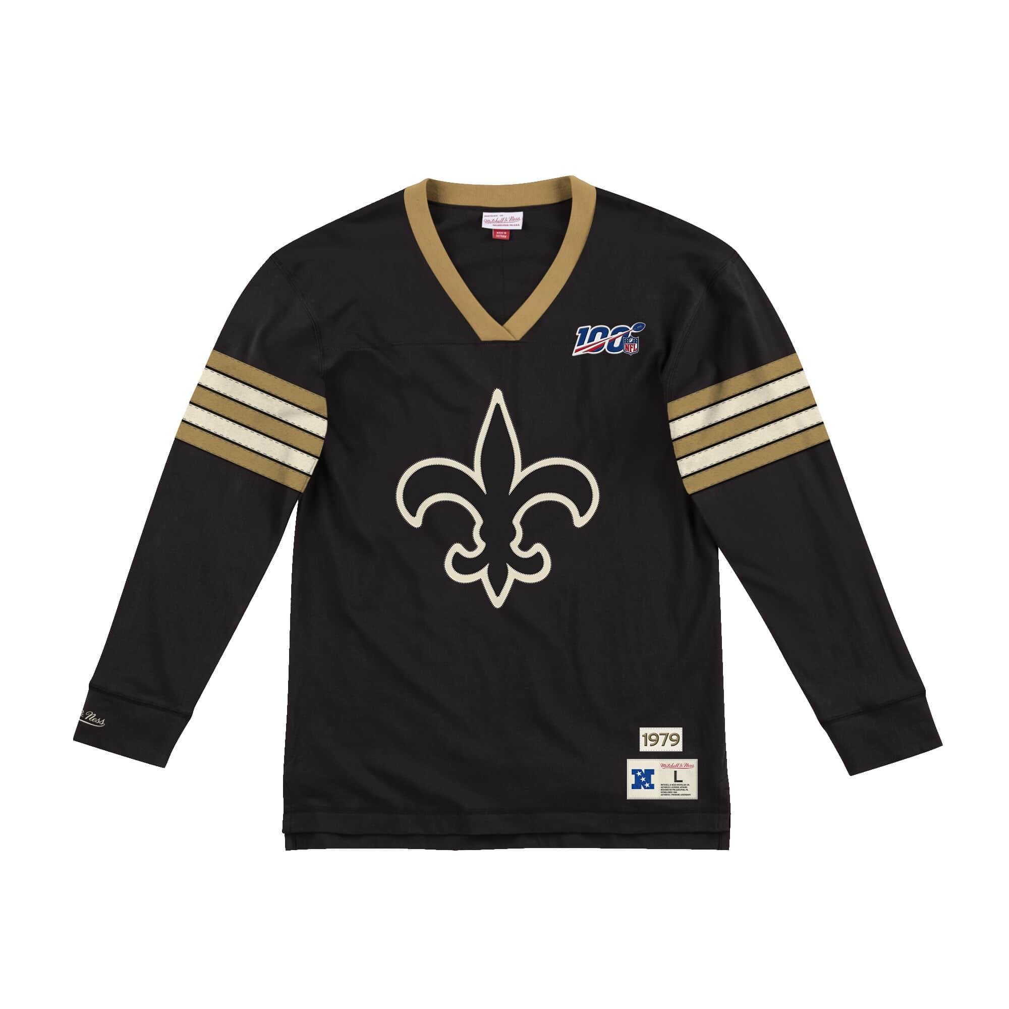 [LNSLDF18030-NOSBLCK] Mens Mitchell & Ness NFL Team Inspired Longsleeve New Orleans Saints - sneakAR