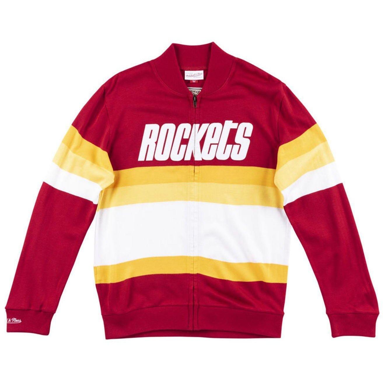 Mens Mitchell & Ness NBA Front Stripe Full Zip Sweater Houston Rockets - sneakAR