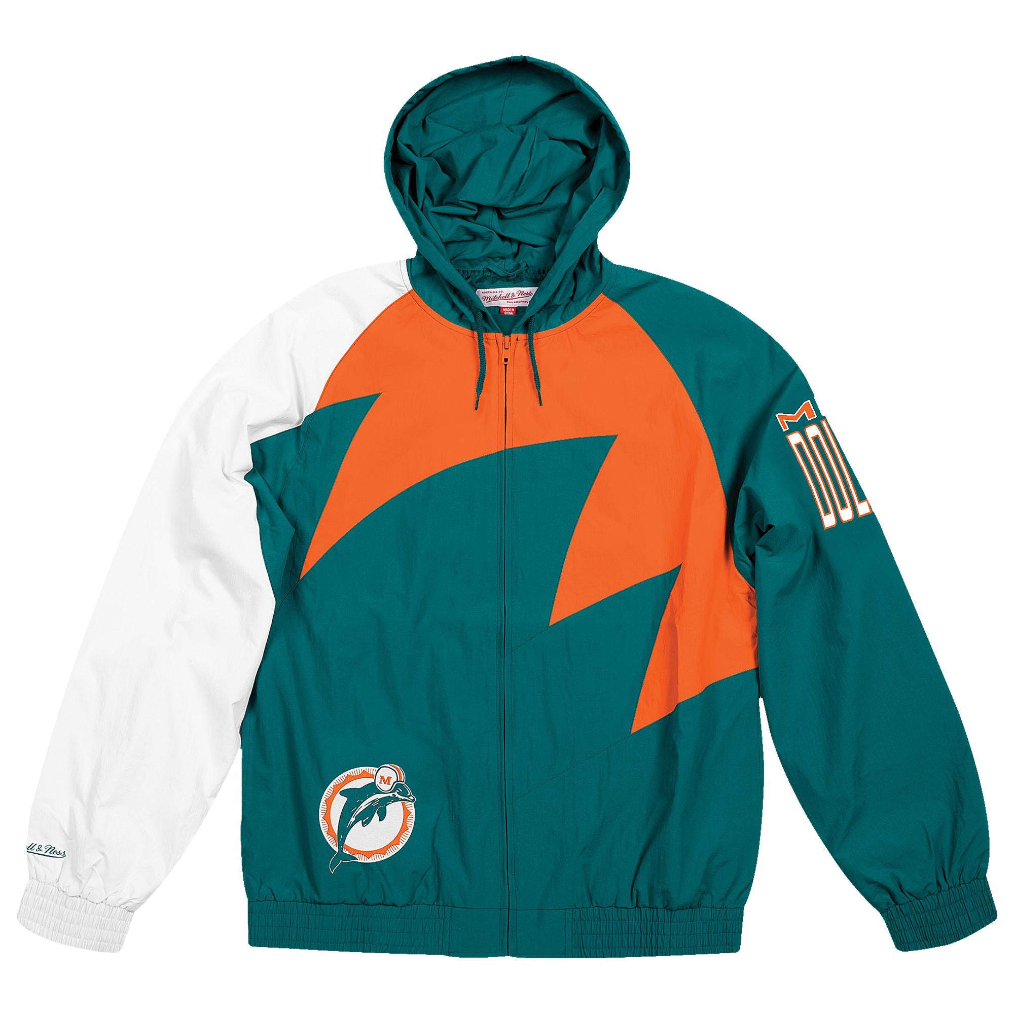 Mens Mitchell & Ness NFL Shark Tooth Jacket Miami Dolphins