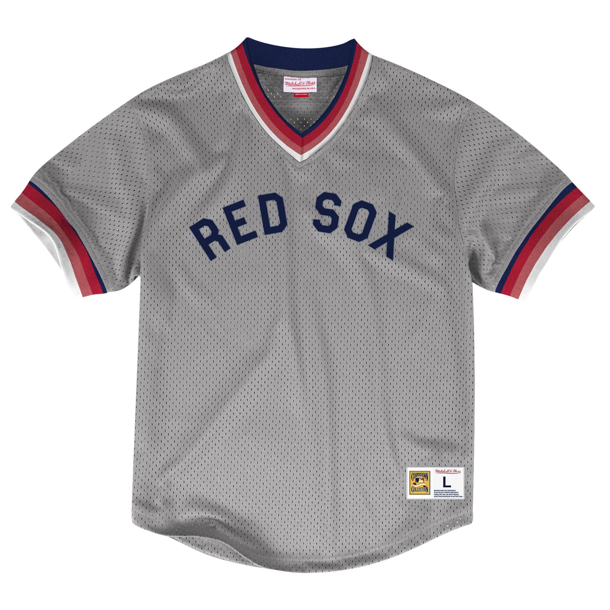 Mens Mitchell & Ness MLB Mesh V-Neck Boston Red Sox