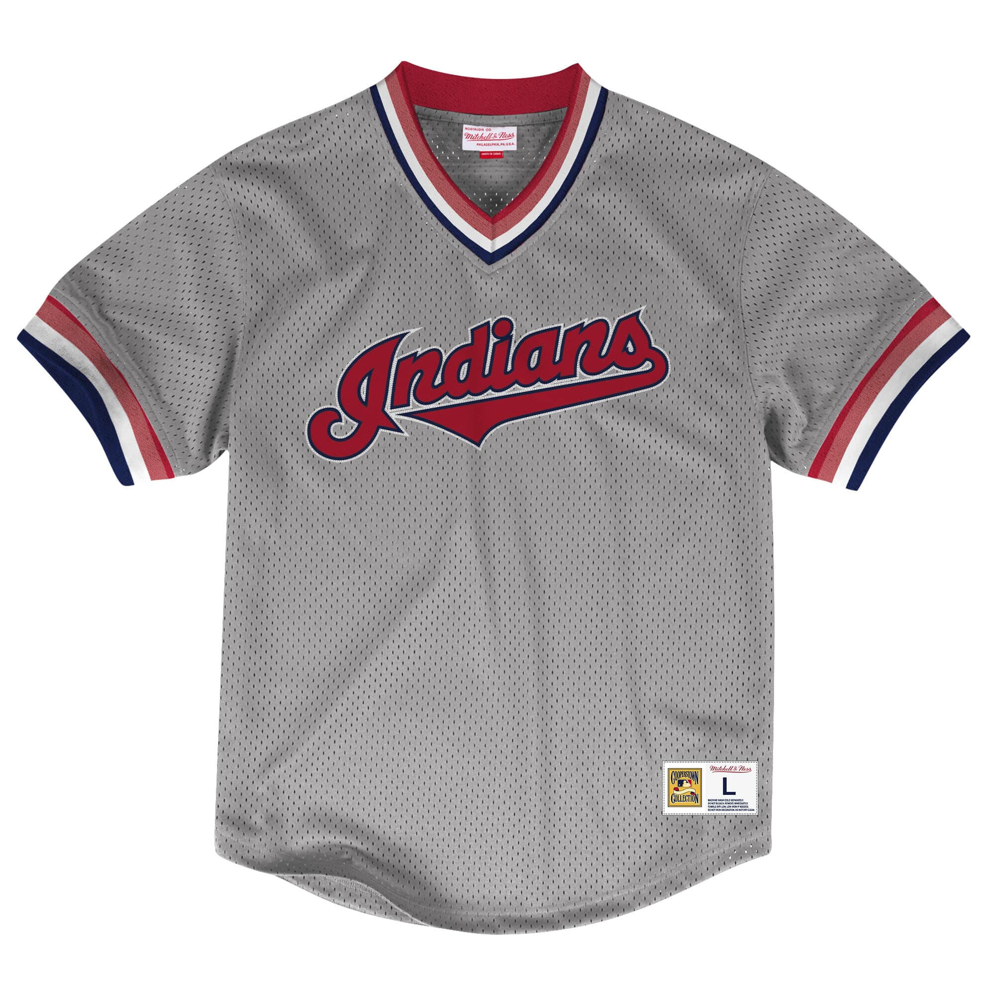 Mens Mitchell & Ness MLB Mesh V-Neck Cleveland Indians