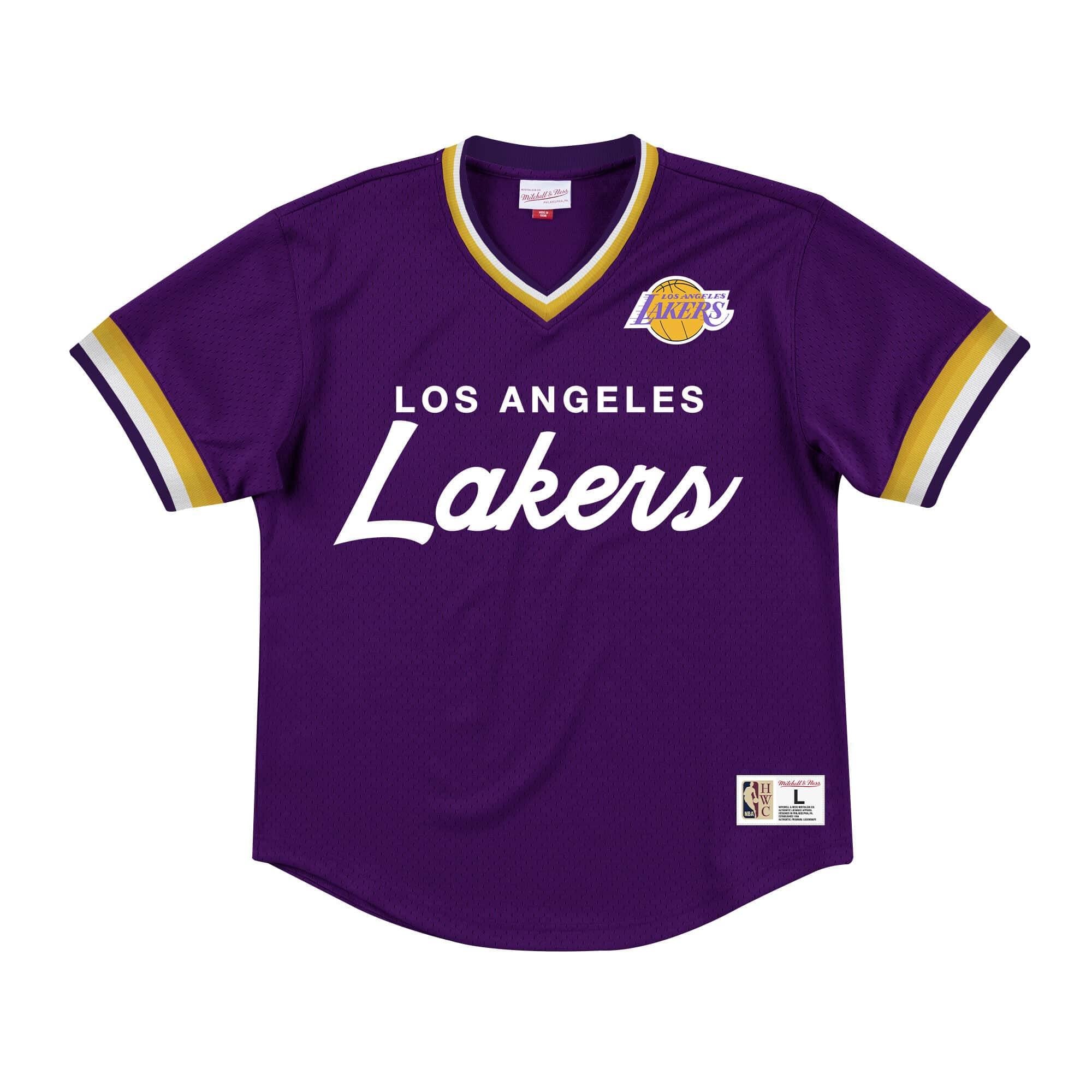 [MSPOMG18058-LALPURP] Mens Mitchell & Ness NBA Special Script Mesh V-Neck Los Angeles Lakers - sneakAR
