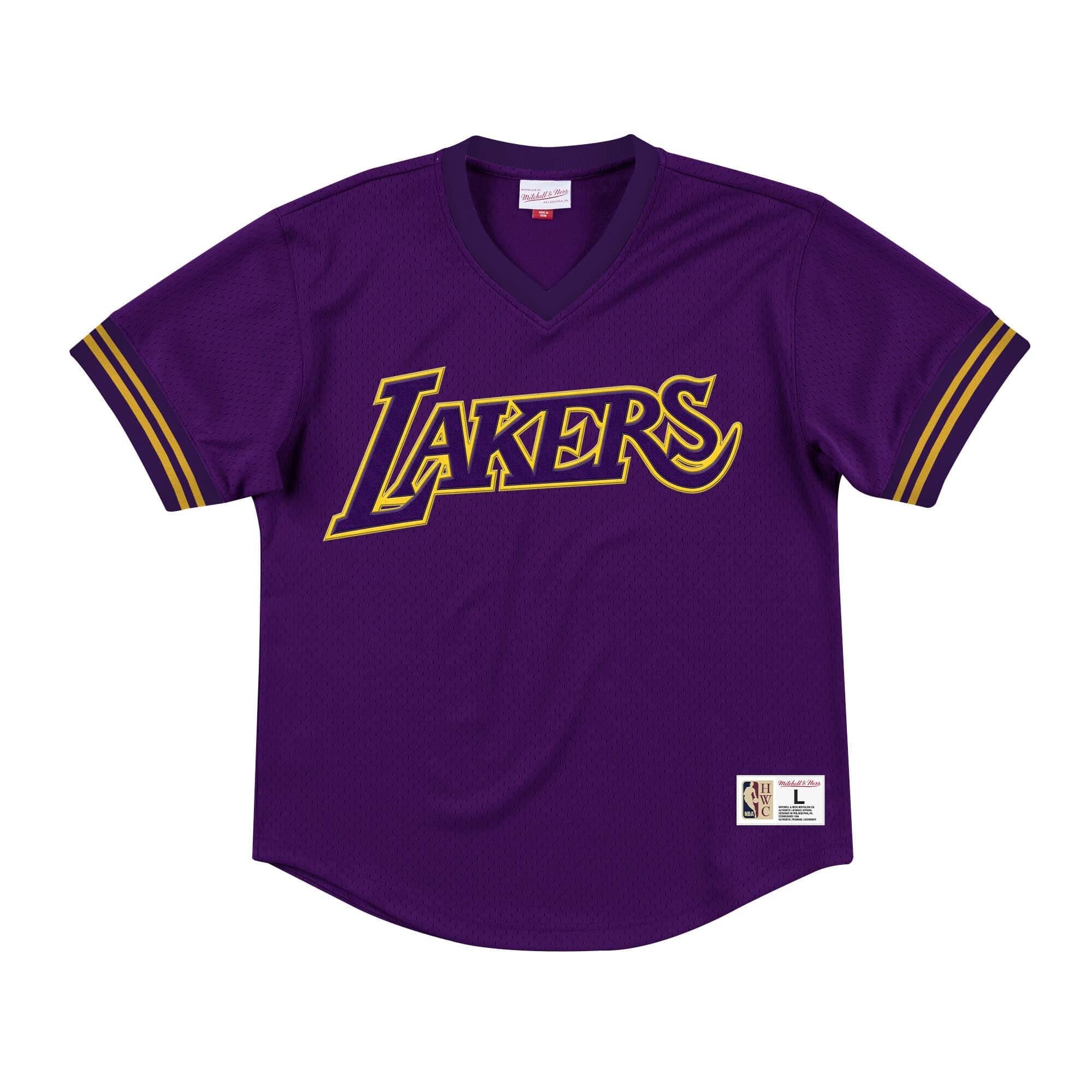 [MSPOMG18066-LALPURP] Mens Mitchell & Ness NBA Champion Game Mesh V-Neck Los Angeles Lakers - sneakAR