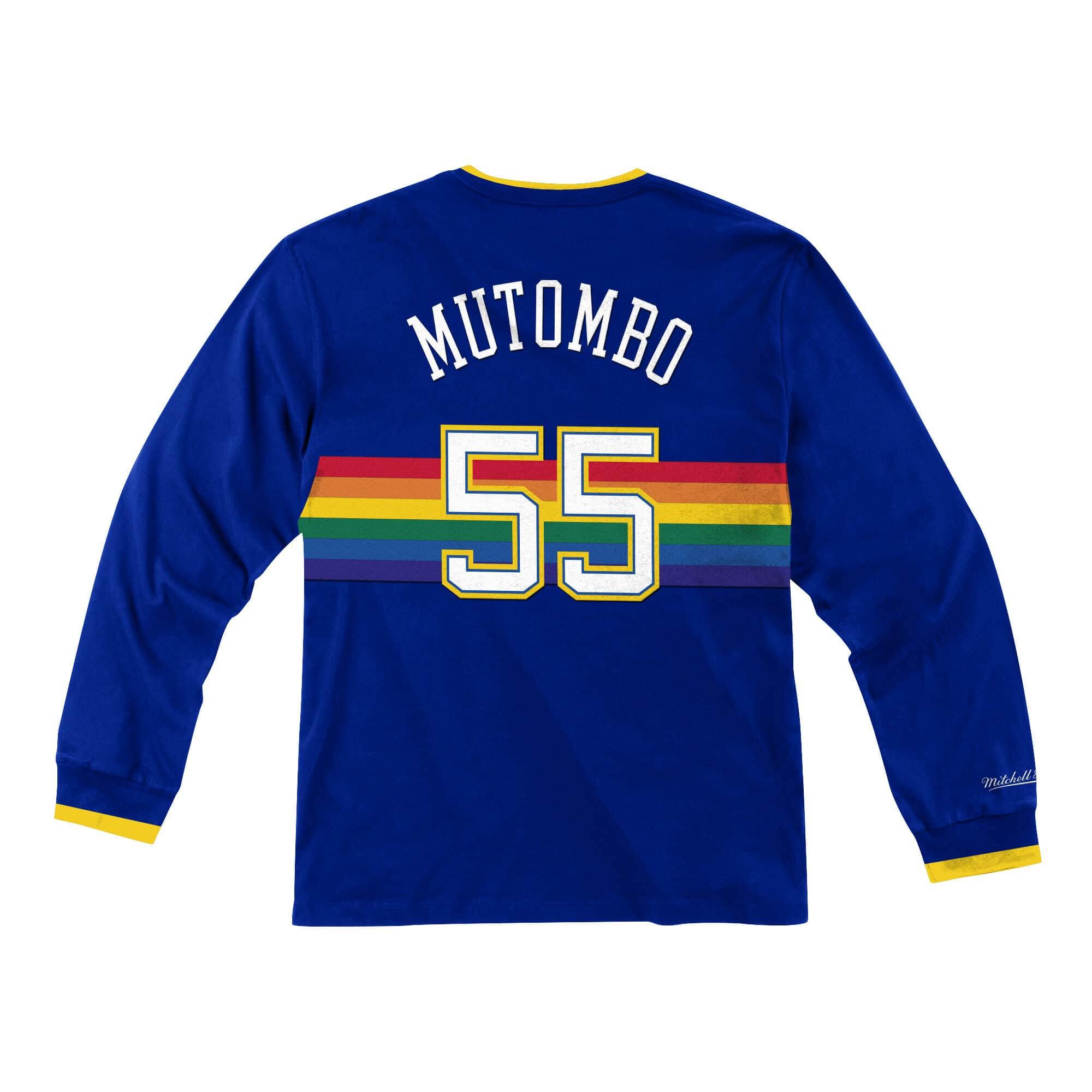 Mens Mitchell & Ness NBA Long Sleeve Denver Nuggets Dikembe Mutombo - sneakAR