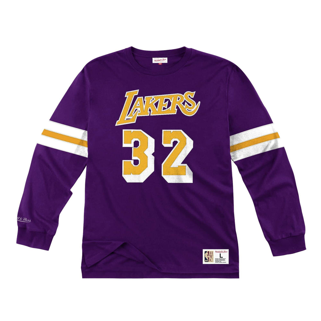 Mens Mitchell & Ness NBA Name & Number Long Sleeve LA Lakers Magic Johnson - sneakAR