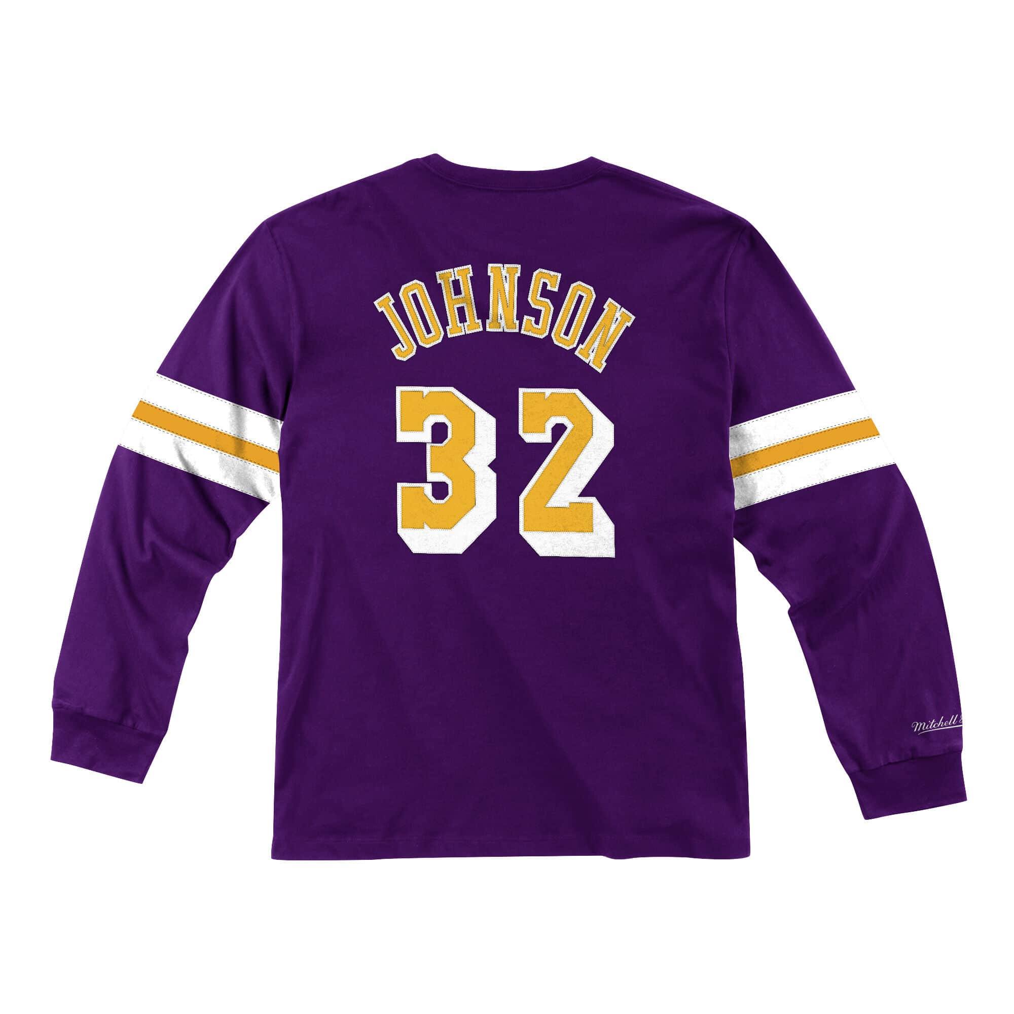 Mens Mitchell & Ness NBA Name & Number Long Sleeve LA Lakers Magic Johnson - sneakAR