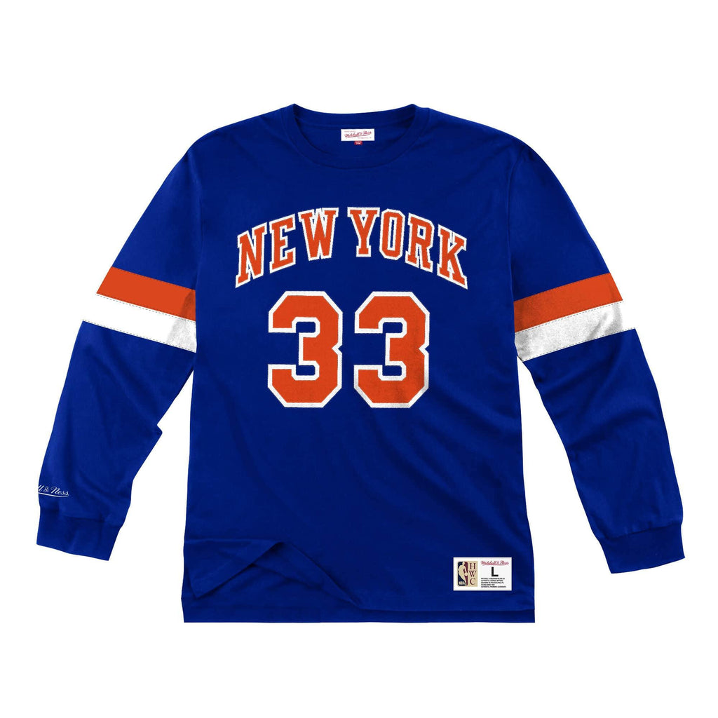 Mens Mitchell & Ness NBA Name & Number Long Sleeve New York Knicks Patrick Ewing - sneakAR