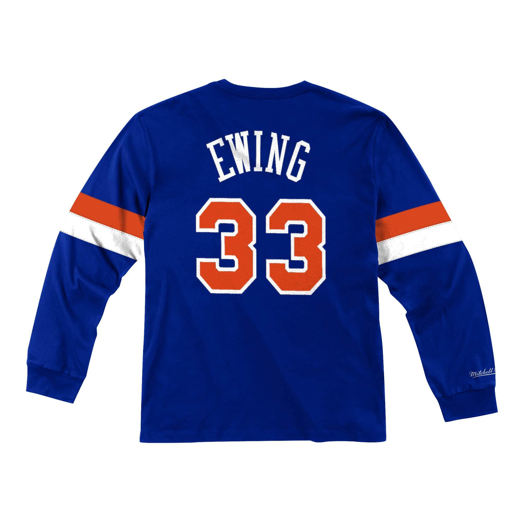 Mens Mitchell & Ness NBA Name & Number Long Sleeve New York Knicks Patrick Ewing - sneakAR