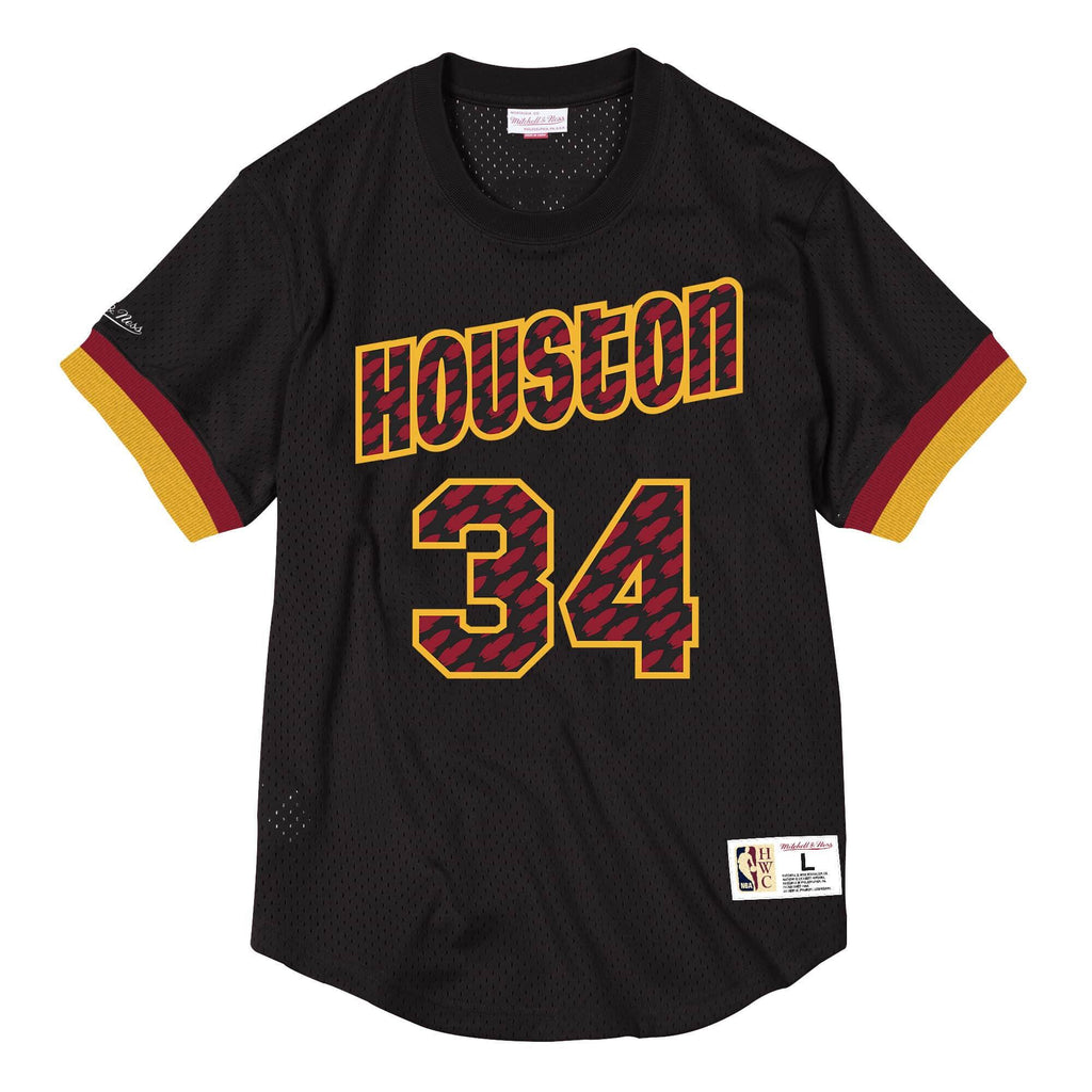 [NNMPMG18062-HROBLCK93HOL] Mens Mitchell & Ness NBA Name & Number Mesh Crewneck Houston Rockets 93 Hakeem Olajuwon - sneakAR