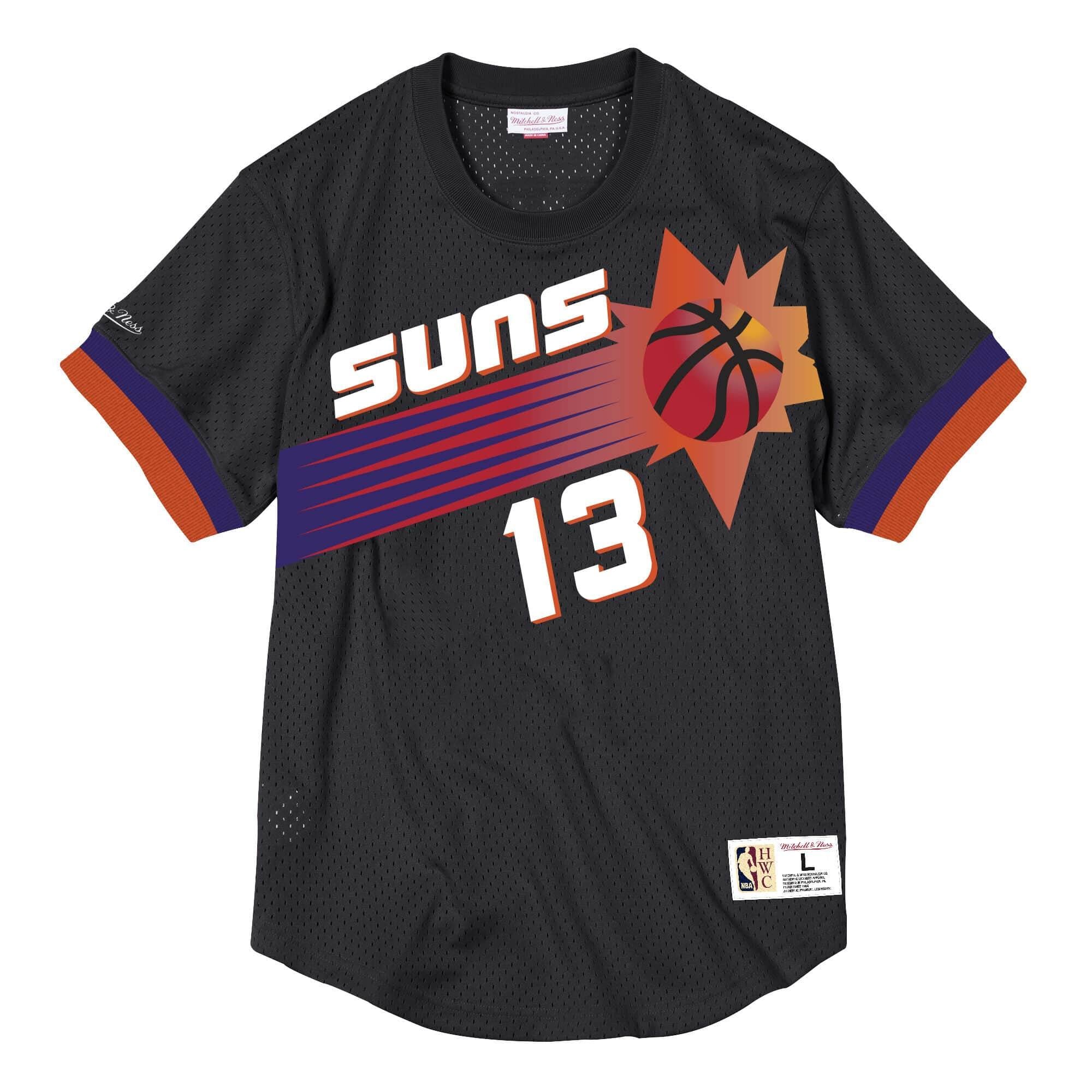 Mens Mitchell & Ness NBA Name & Number Mesh Crewneck Phoenix Suns 96 Steve Nash - sneakAR