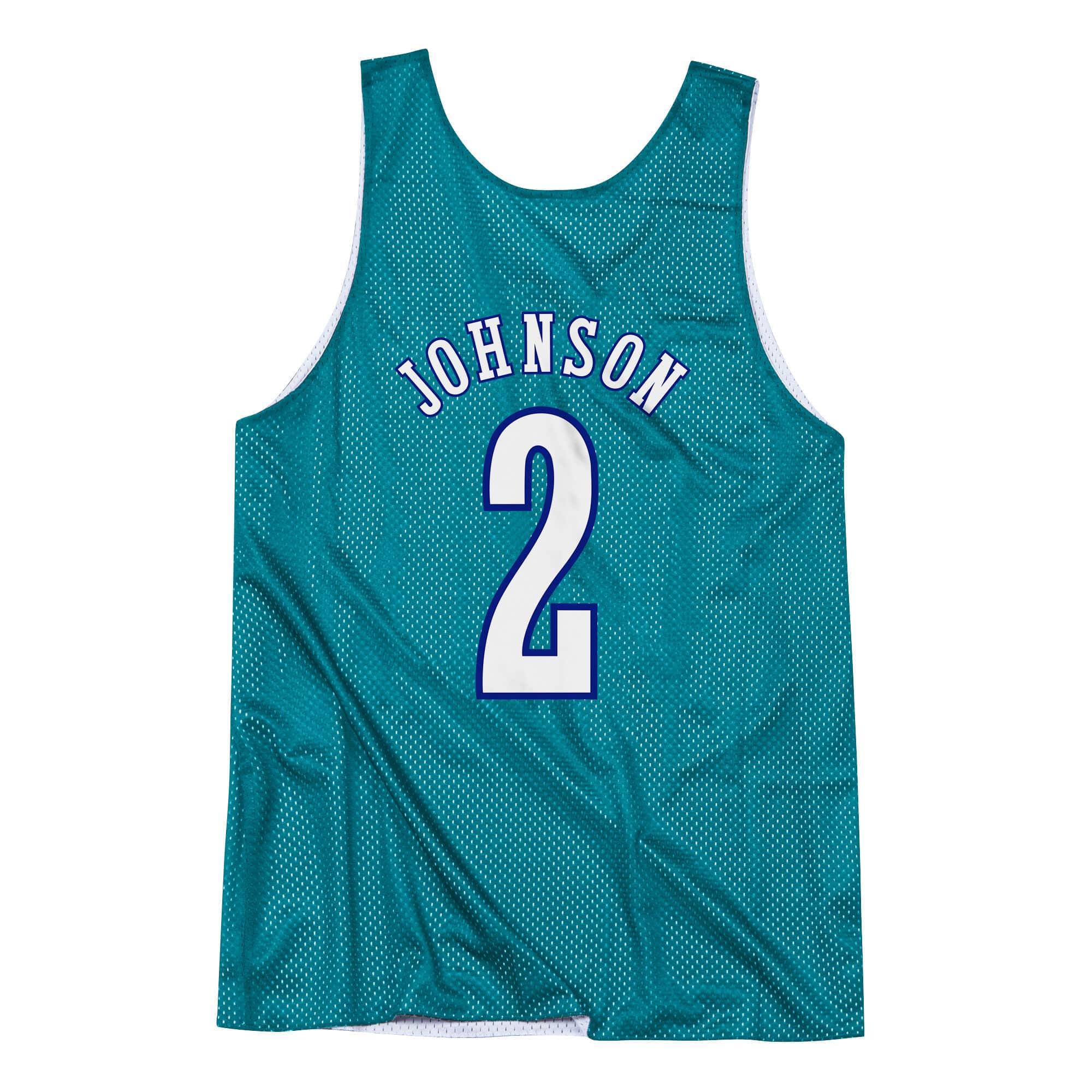 Mens Mitchell & Ness NBA Reversible Mesh Tank Charlotte Hornets 92 Larry Johnson - sneakAR