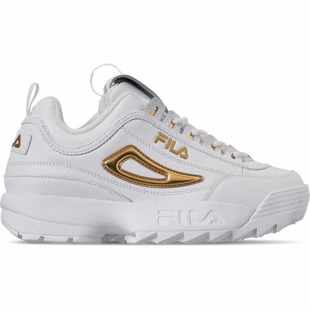 [5FM00702-141] Womens Fila Disruptor II Metallic Accent - sneakAR