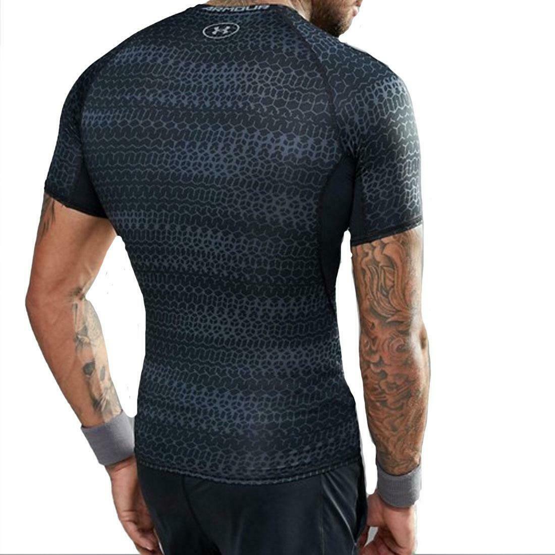[1257477-007] Mens Under Armour HeatGear Armour Printed Short Sleeve Compression Shirt - sneakAR