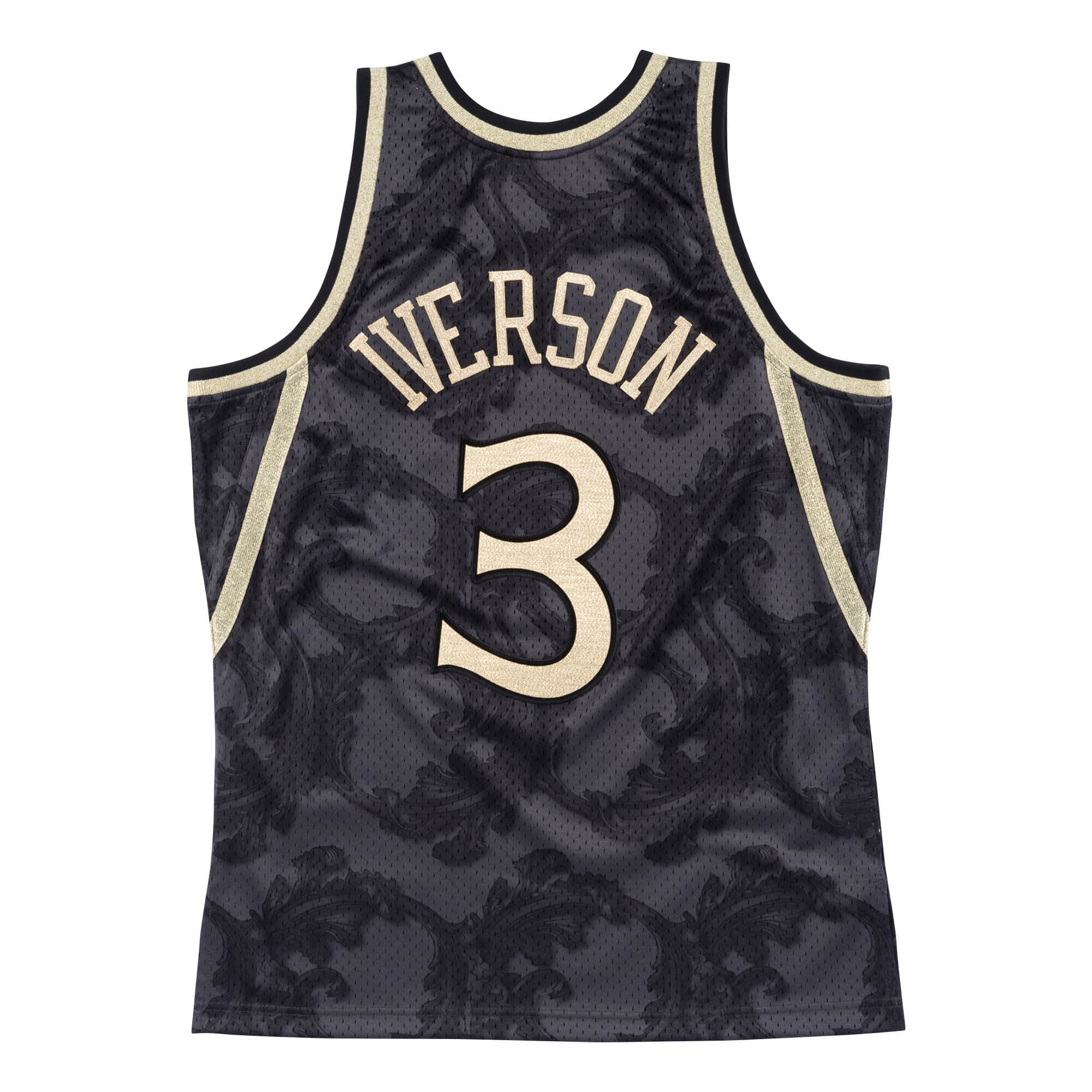 Mens Mitchell & Ness NBA Gold Toile Swingman Jersey 1996 76ers Allen Iverson