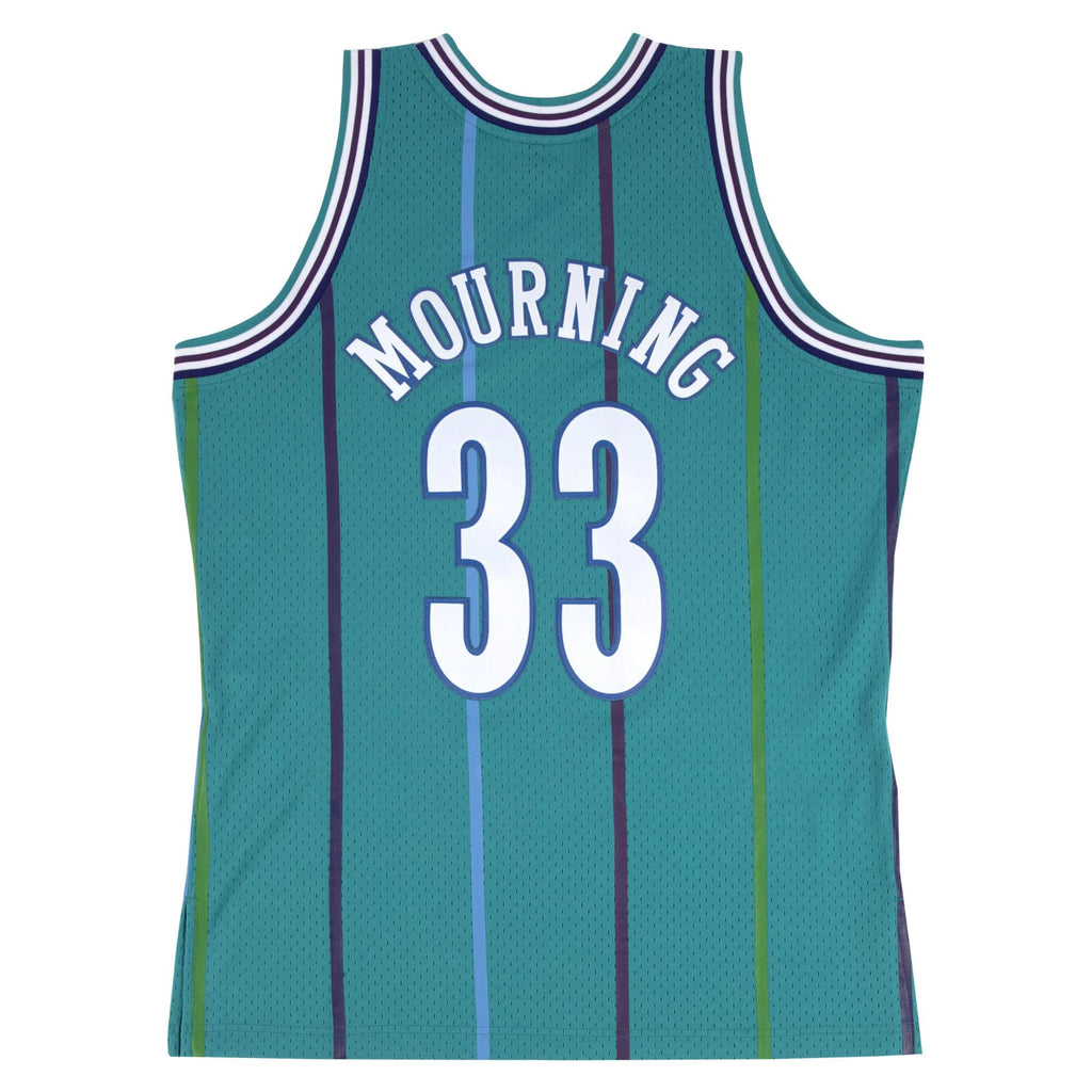 Mens Mitchell & Ness NBA SWINGMAN ROAD JERSEY - HORNETS 92 ALONZO MOURNING