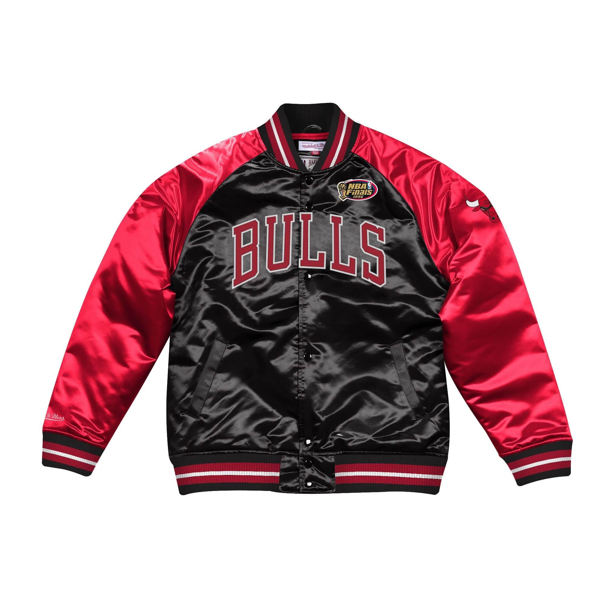[STJKAJ19010-CBUBLCK] Mens Mitchell & Ness NBA Tough Season Satin Jacket Chicago Bulls - sneakAR