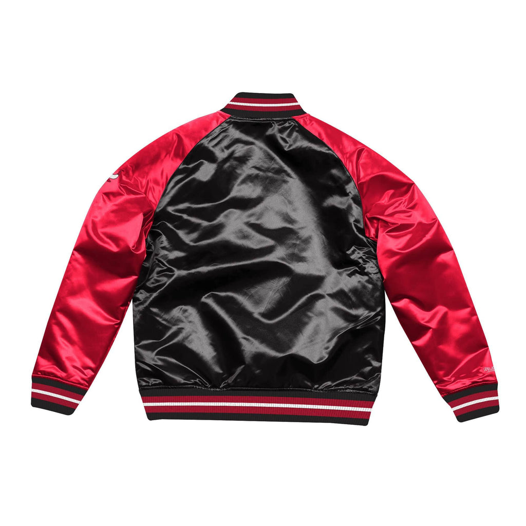 [STJKAJ19010-CBUBLCK] Mens Mitchell & Ness NBA Tough Season Satin Jacket Chicago Bulls - sneakAR