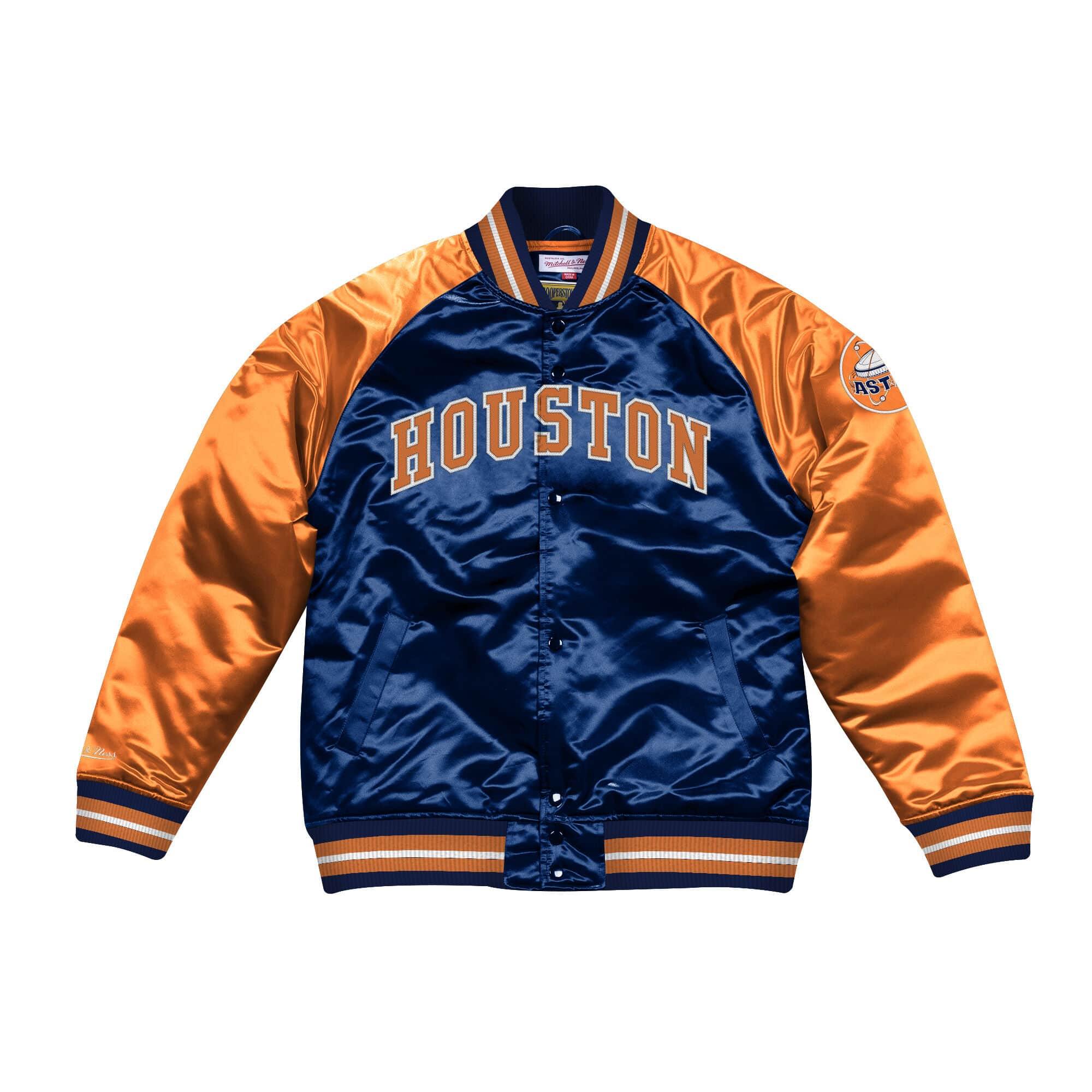 [STJKAJ19010-HASNAVY] Mens Mitchell & Ness MLB Tough Season Satin Jacket Houston Astros - sneakAR