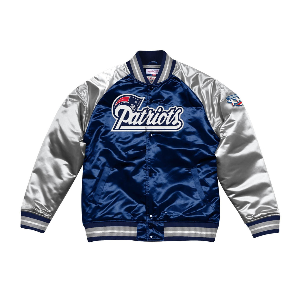 [STJKAJ19010-NEPNAVY] Mens Mitchell & Ness NFL Tough Season Satin Jacket New England Patriots - sneakAR