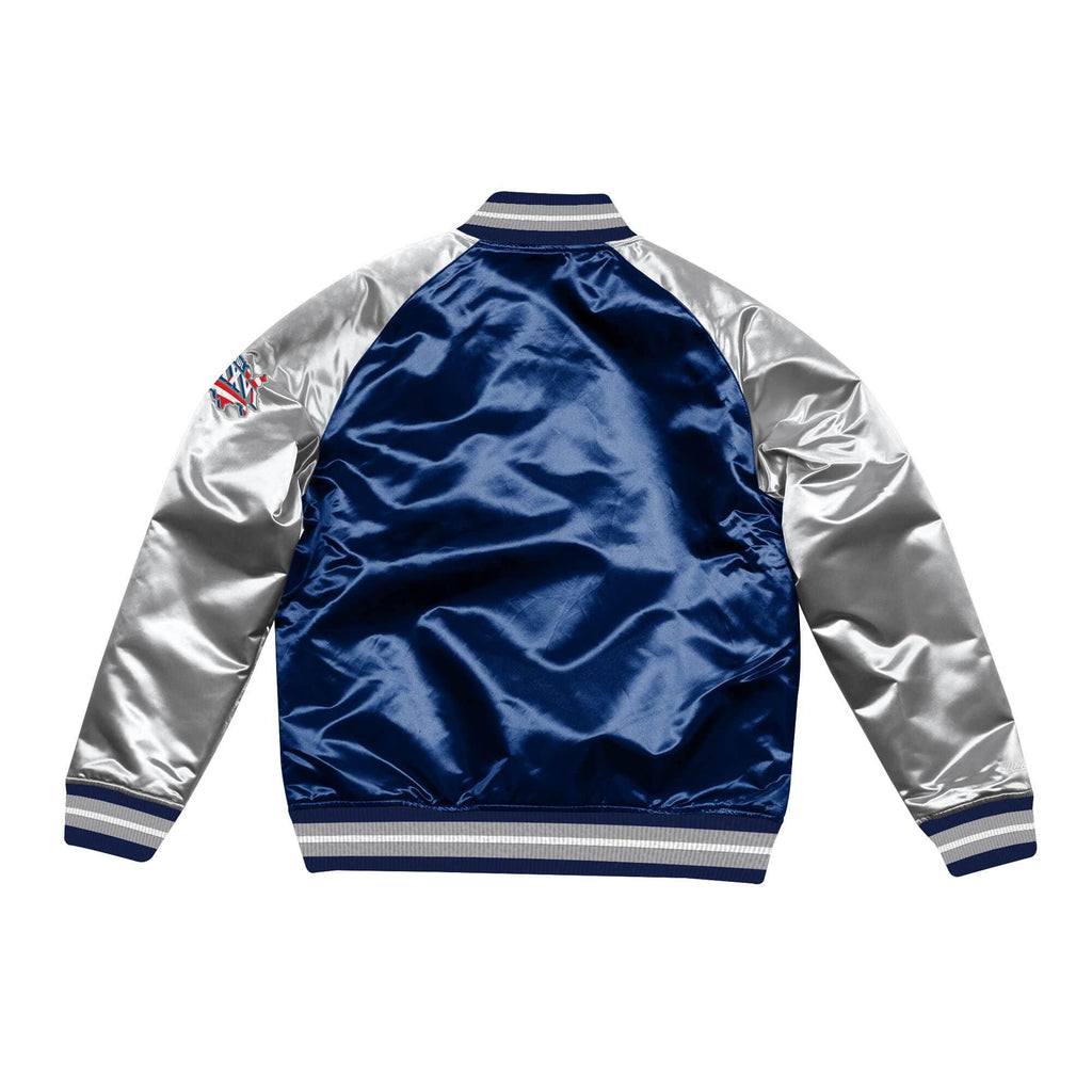 [STJKAJ19010-NEPNAVY] Mens Mitchell & Ness NFL Tough Season Satin Jacket New England Patriots - sneakAR