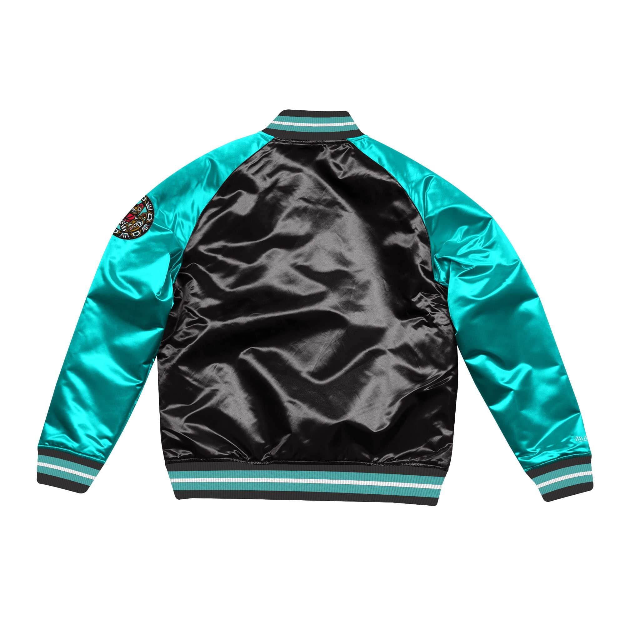 [STJKAJ19010-VGRBLCK] Mens Mitchell & Ness NBA Tough Season Satin Jacket Vancouver Grizzlies - sneakAR