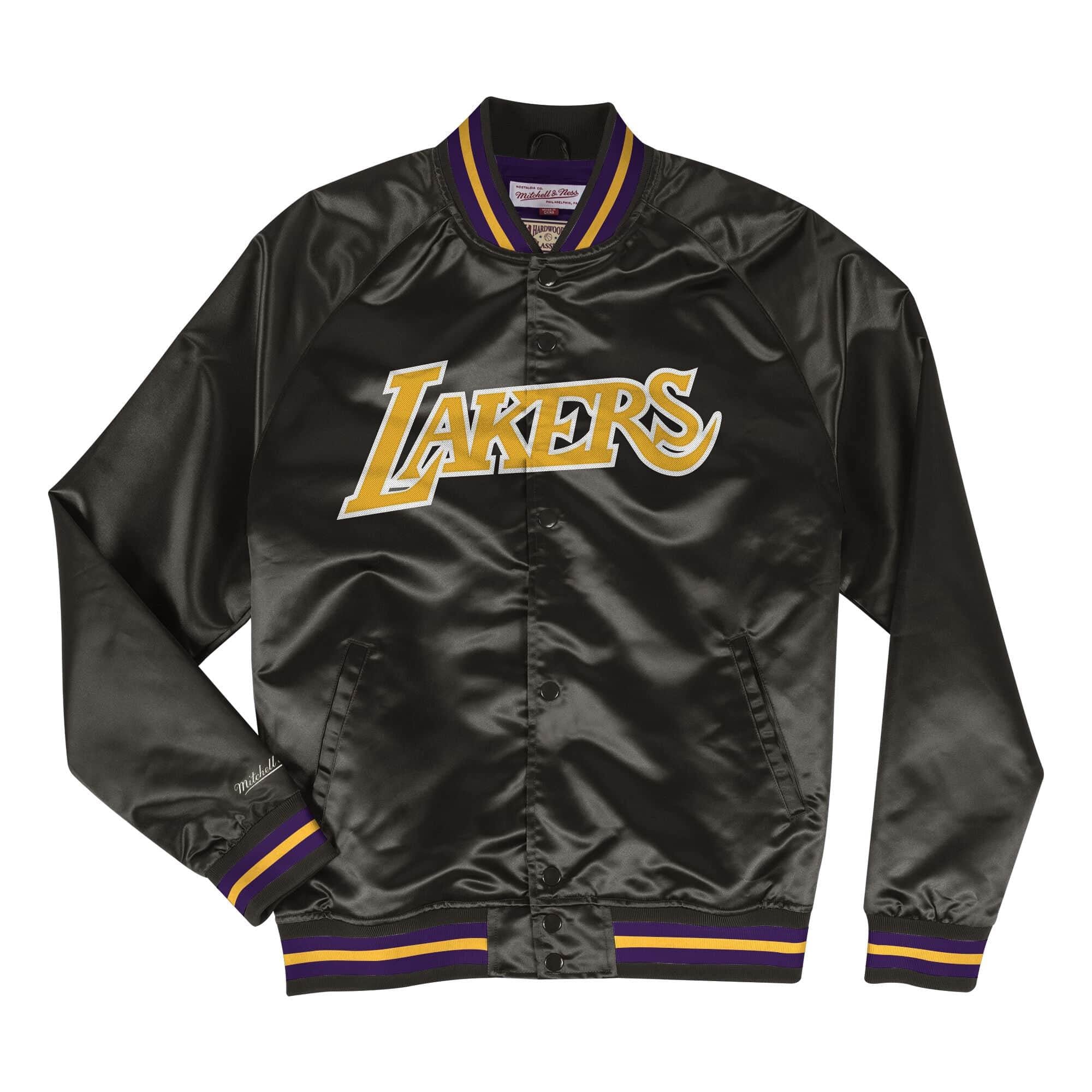 [STJKMG18013-LALBLCK1] Mens Mitchell & Ness NBA Lightweight Satin Jacket Los Angeles Lakers - sneakAR