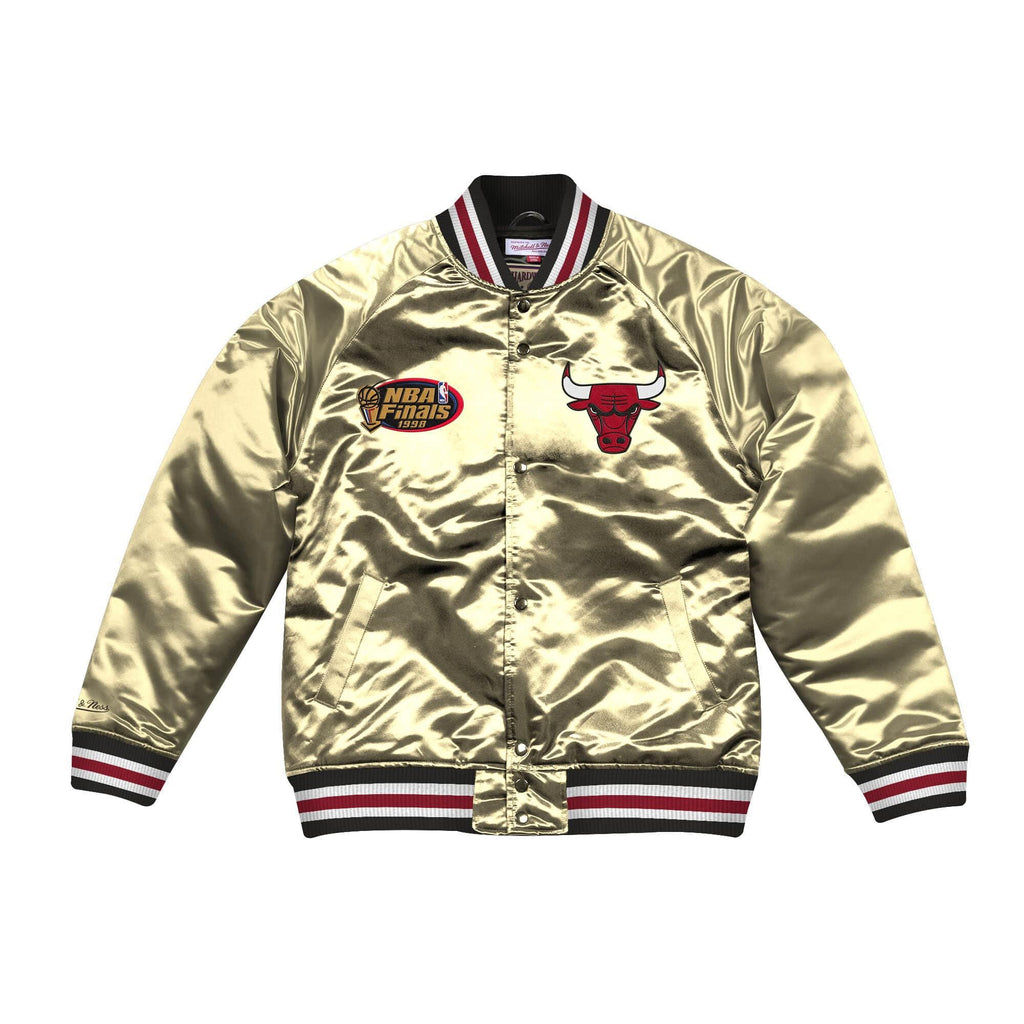 [STJKMG18042-CBUBEIG] Mens Mitchell & Ness NBA Championship Satin Jacket Chicago Bulls - sneakAR