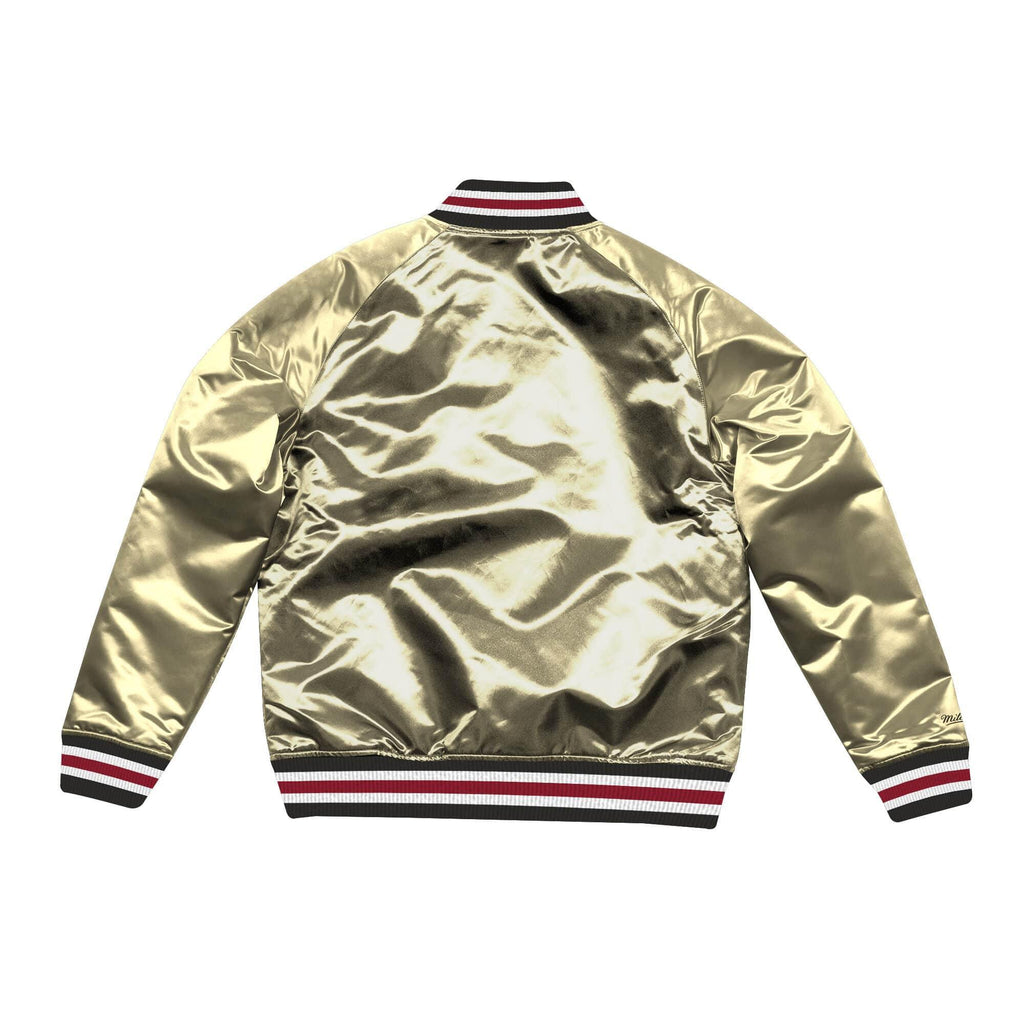 [STJKMG18042-CBUBEIG] Mens Mitchell & Ness NBA Championship Satin Jacket Chicago Bulls - sneakAR
