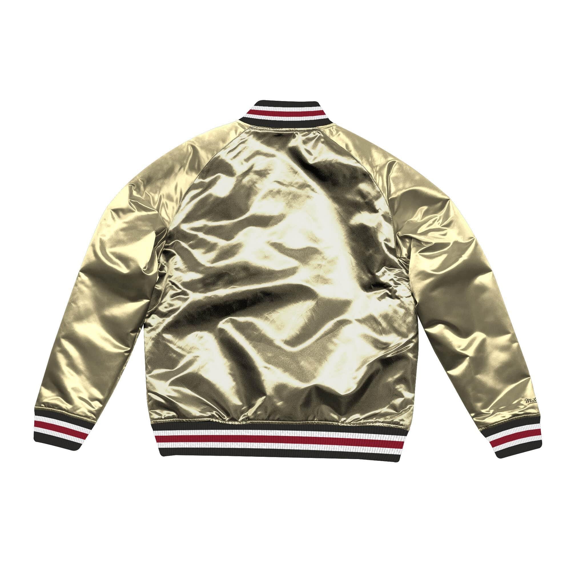 [STJKMG18042-CBUBEIG] Mens Mitchell & Ness NBA Championship Satin Jacket Chicago Bulls - sneakAR