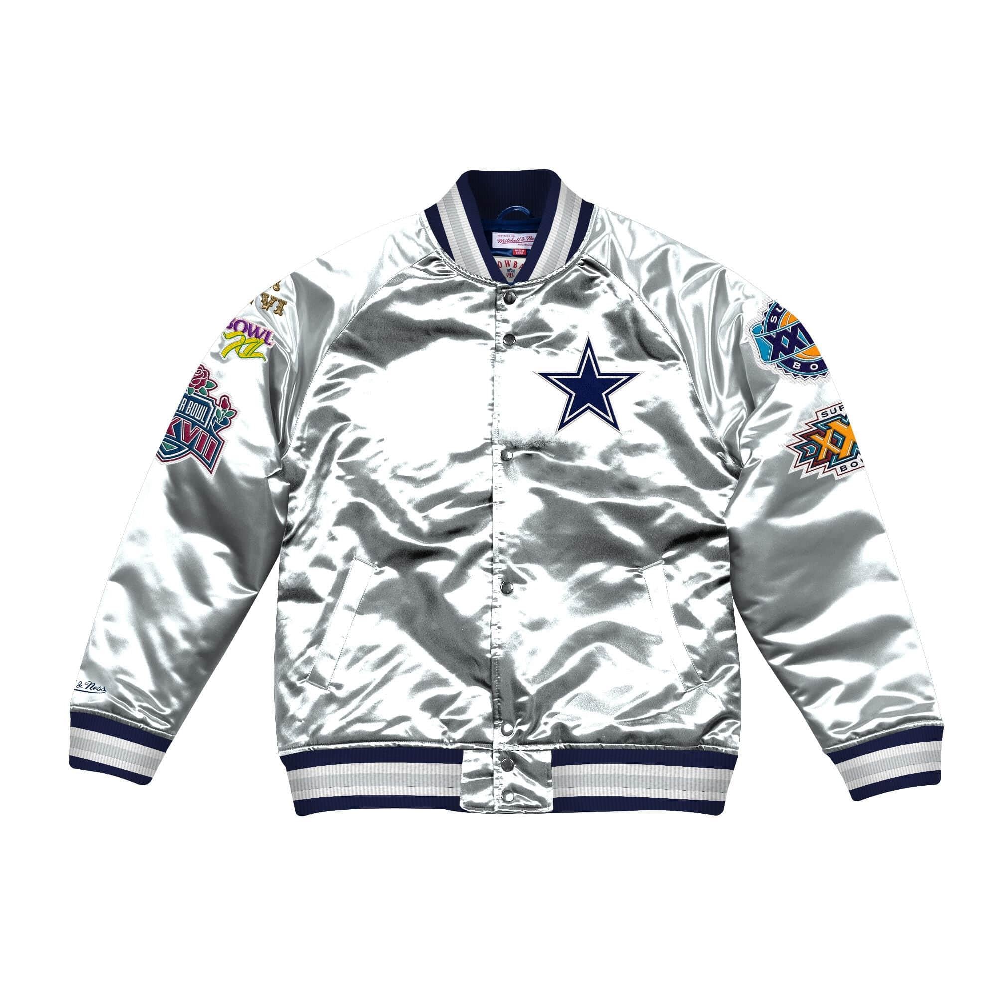 [STJKMG18042-DCOSILV] Mens Mitchell & Ness NFL Championship Game Satin Jacket Dallas Cowboys - sneakAR