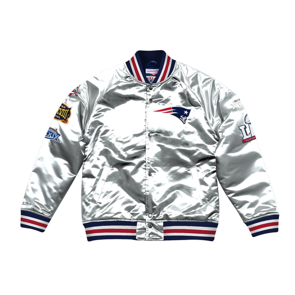 [STJKMG18042-NEPSILV] Mens Mitchell & Ness NFL Championship Game Satin Jacket New England Patriots - sneakAR