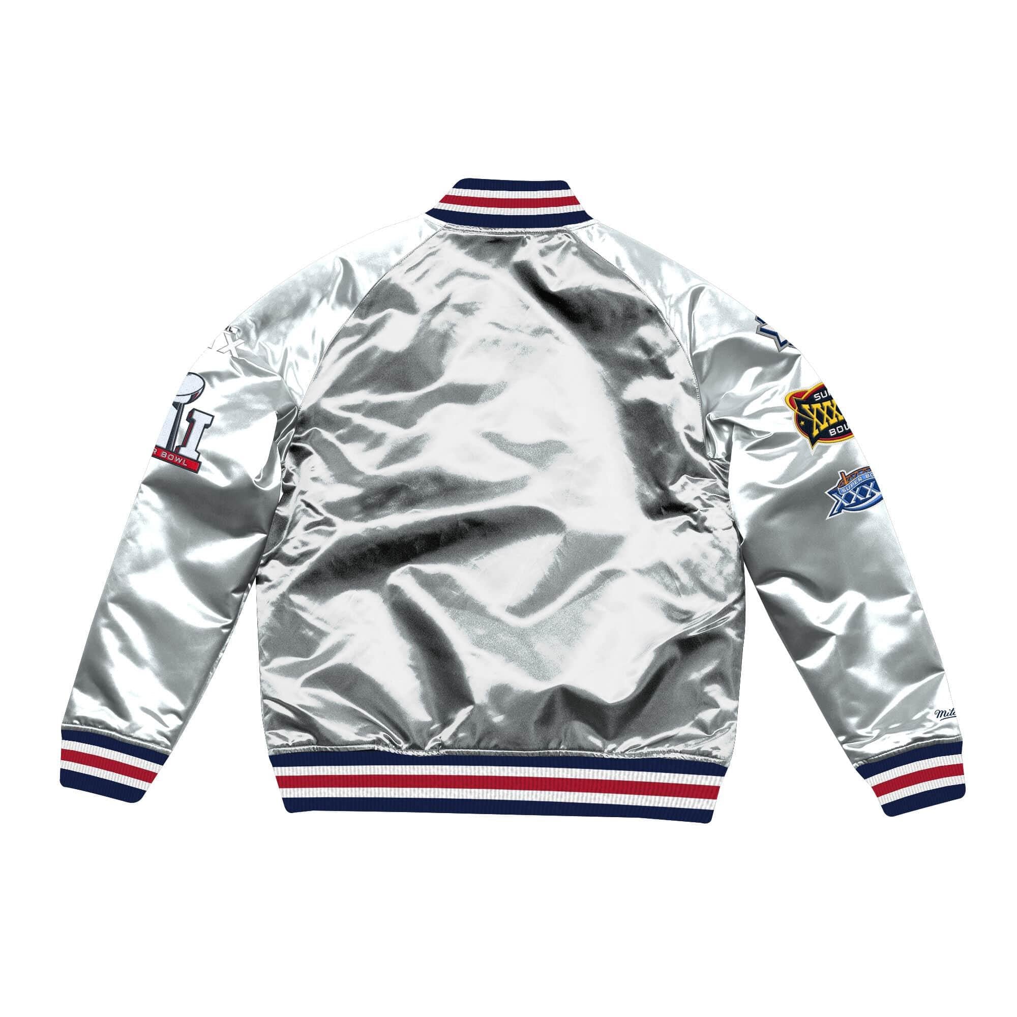 [STJKMG18042-NEPSILV] Mens Mitchell & Ness NFL Championship Game Satin Jacket New England Patriots - sneakAR