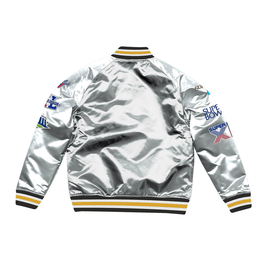 [STJKMG18042-PSTSILV] Mens Mitchell & Ness NFL Championship Game Satin Jacket Pittsburgh Steelers - sneakAR