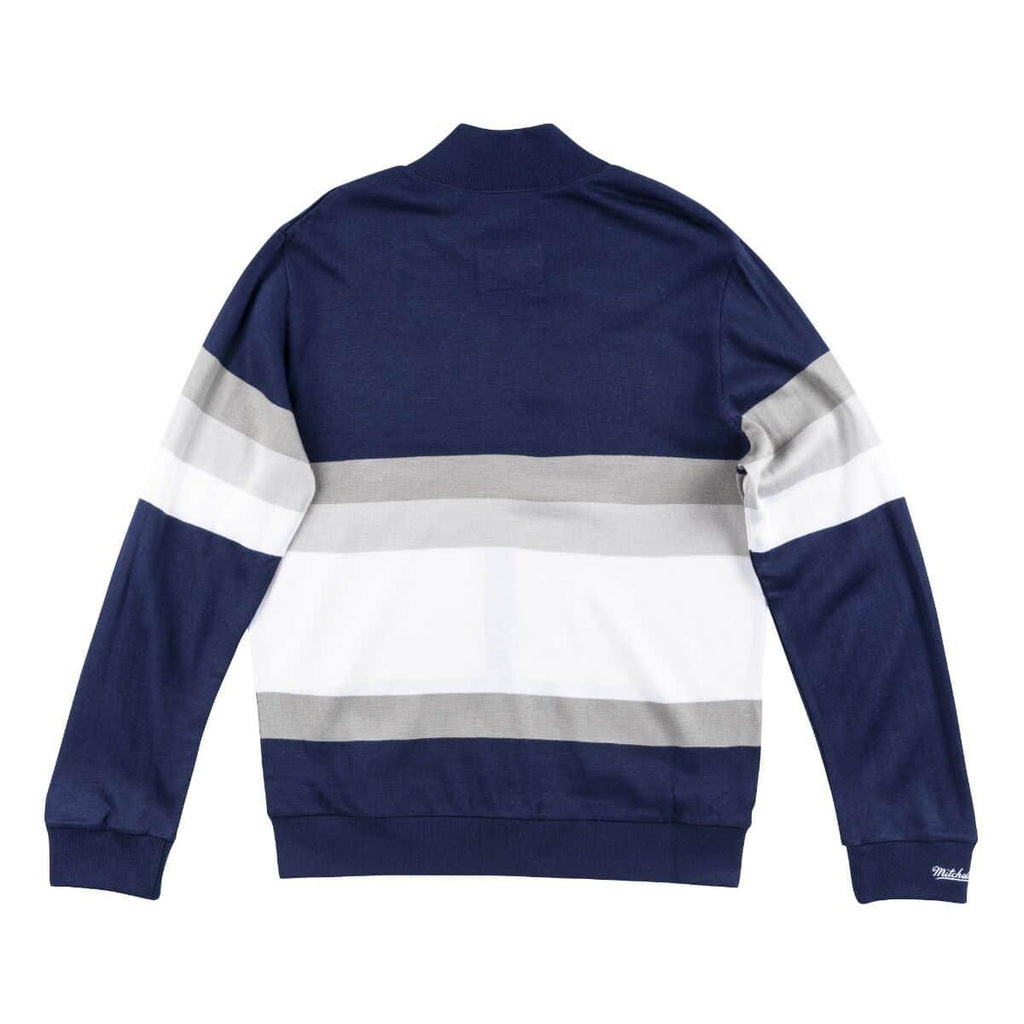 [SWTRAJ18024-DCONAVY] Mens Mitchell & Ness NFL Front Stripe Full Zip Sweater Dallas Cowboys - sneakAR