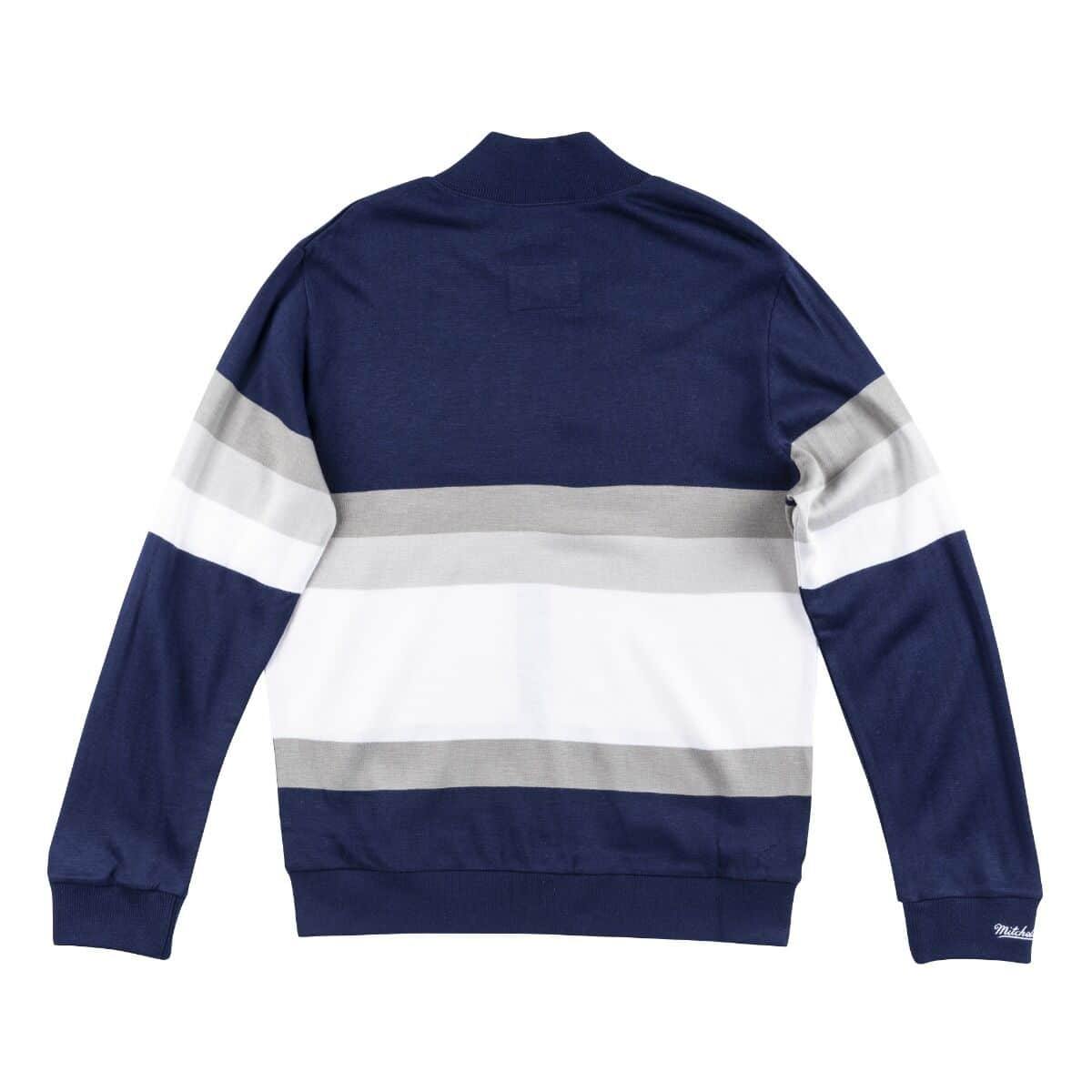 [SWTRAJ18024-DCONAVY] Mens Mitchell & Ness NFL Front Stripe Full Zip Sweater Dallas Cowboys - sneakAR