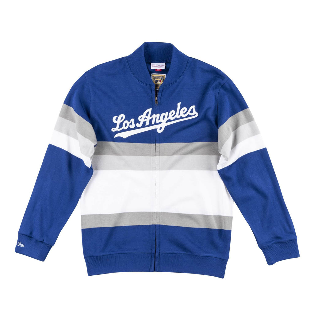 [SWTRAJ18024-LADROYA] Mens Mitchell & Ness MLB Front Stripe Full Zip Sweater Los Angeles Dodgers - sneakAR