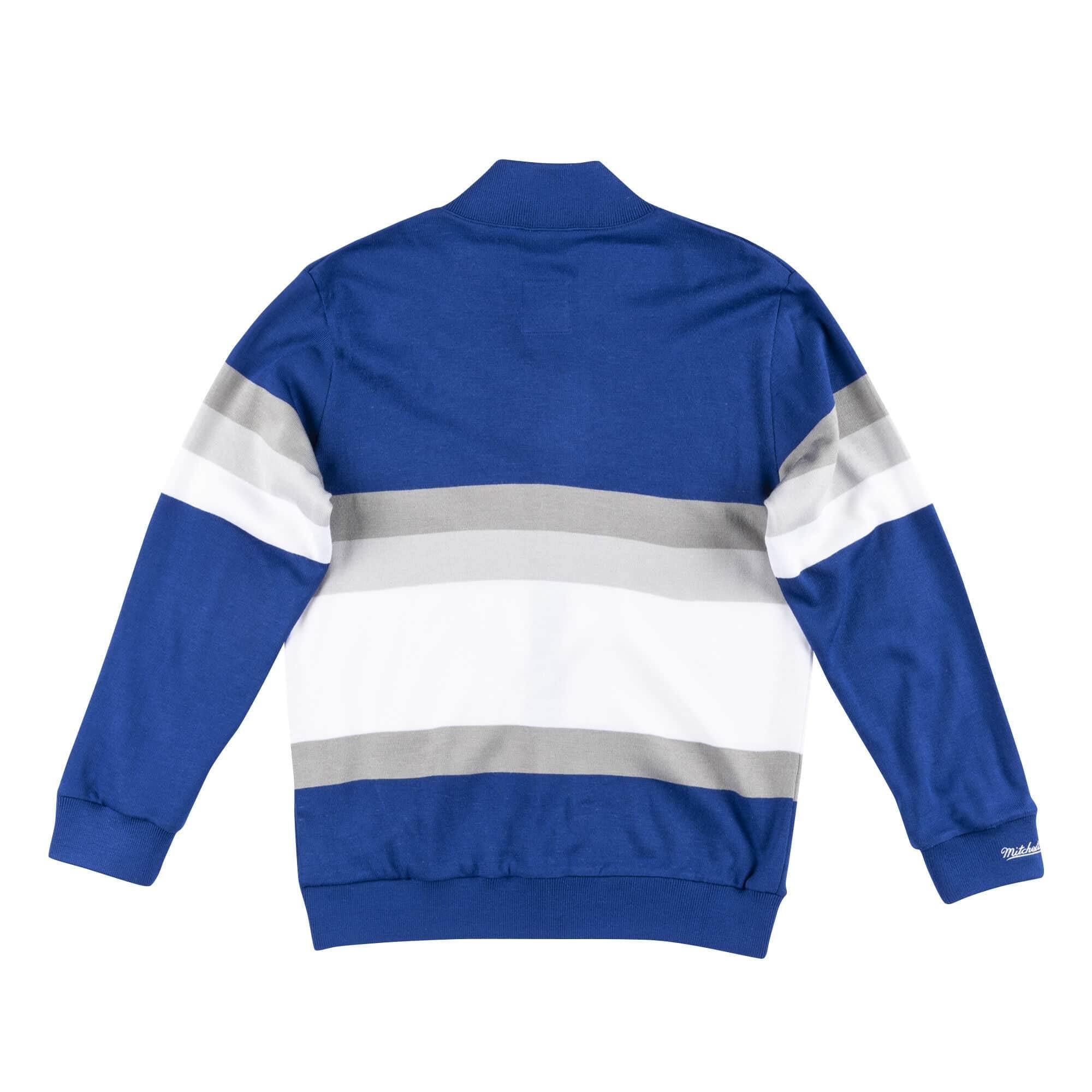 [SWTRAJ18024-LADROYA] Mens Mitchell & Ness MLB Front Stripe Full Zip Sweater Los Angeles Dodgers - sneakAR