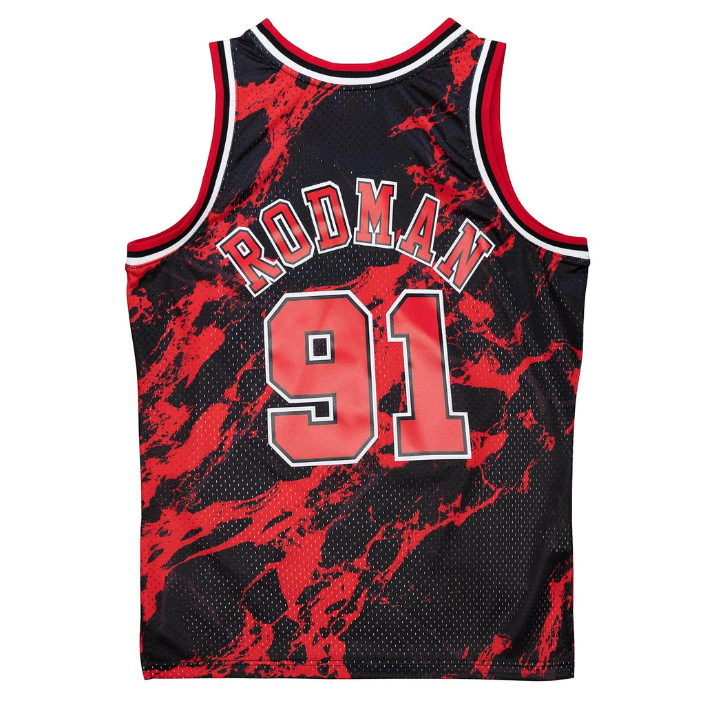 MITCHELL & NESS NBA TEAM MARBLE SWINGMAN JERSEY CHICAGO BULLS 1997 DENNIS RODMAN