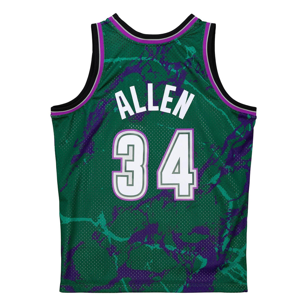 MITCHELL & NESS NBA TEAM MARBLE SWINGMAN JERSEY MILWAUKEE BUCKS 1996 RAY ALLEN