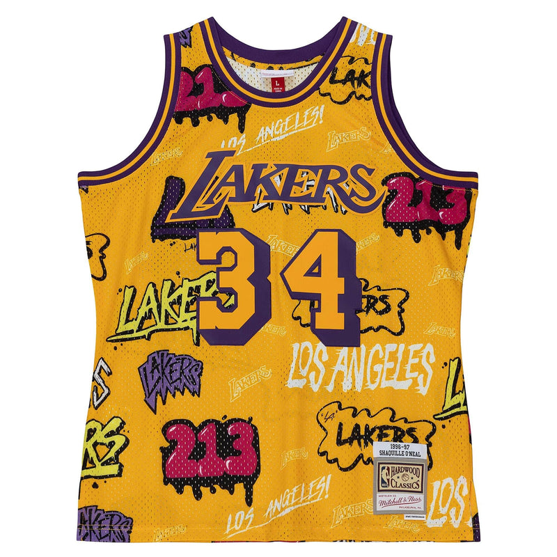 MITCHELL & NESS NBA SLAP STICKER SWINGMAN JERSEY LA LAKERS 1996 SHAQUILLE O'NEAL