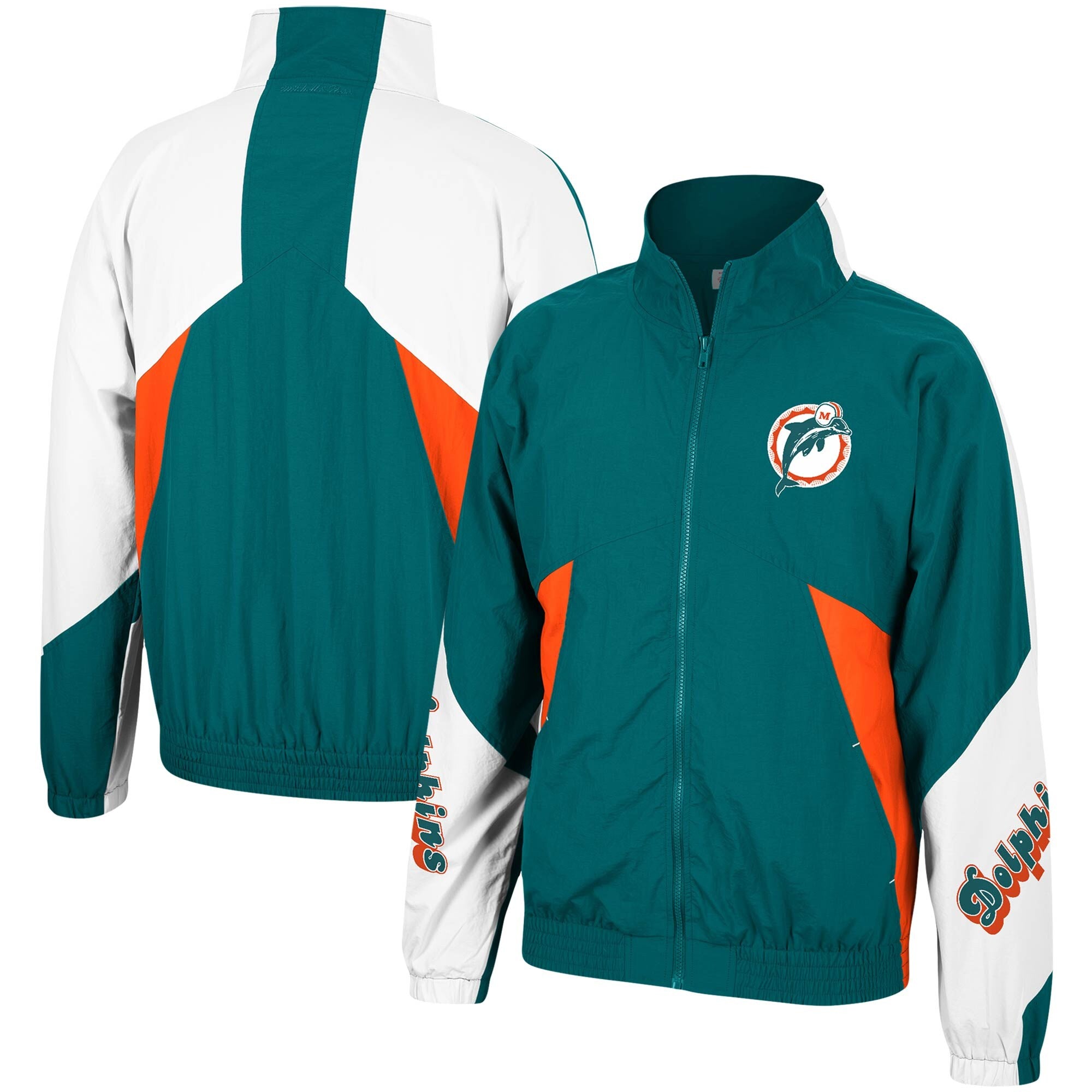Mens Mitchell & Ness NFL Midseason Windbreaker 2.0 Miami Dolphins