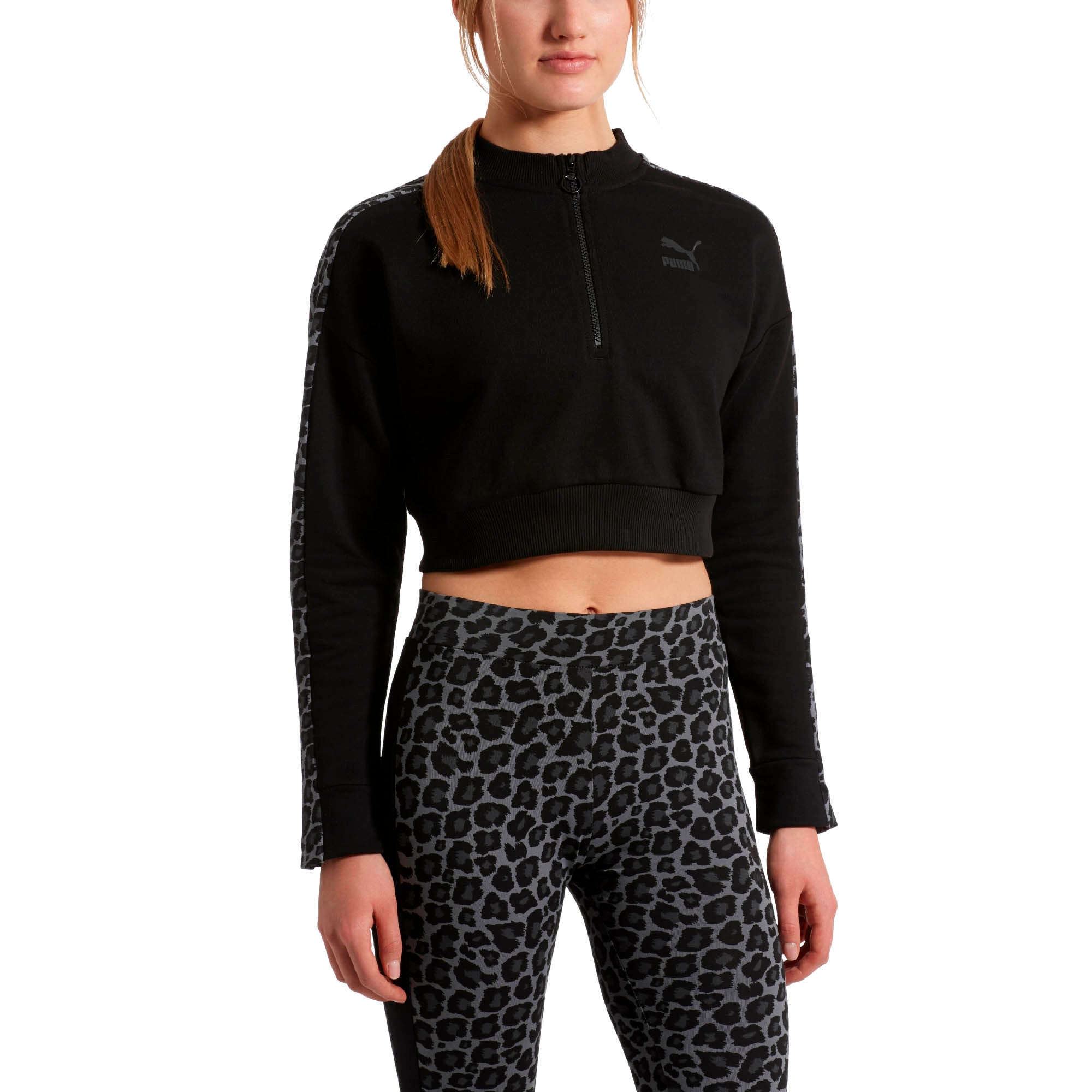 [578468-01] Womens Puma Wild Pack T7 Cropped Crew Tr